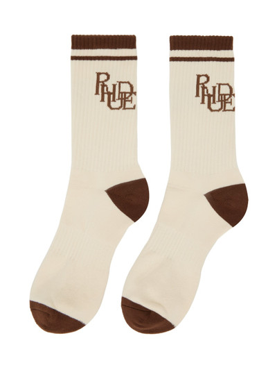 Rhude Beige & Brown Scribble Logo Socks outlook