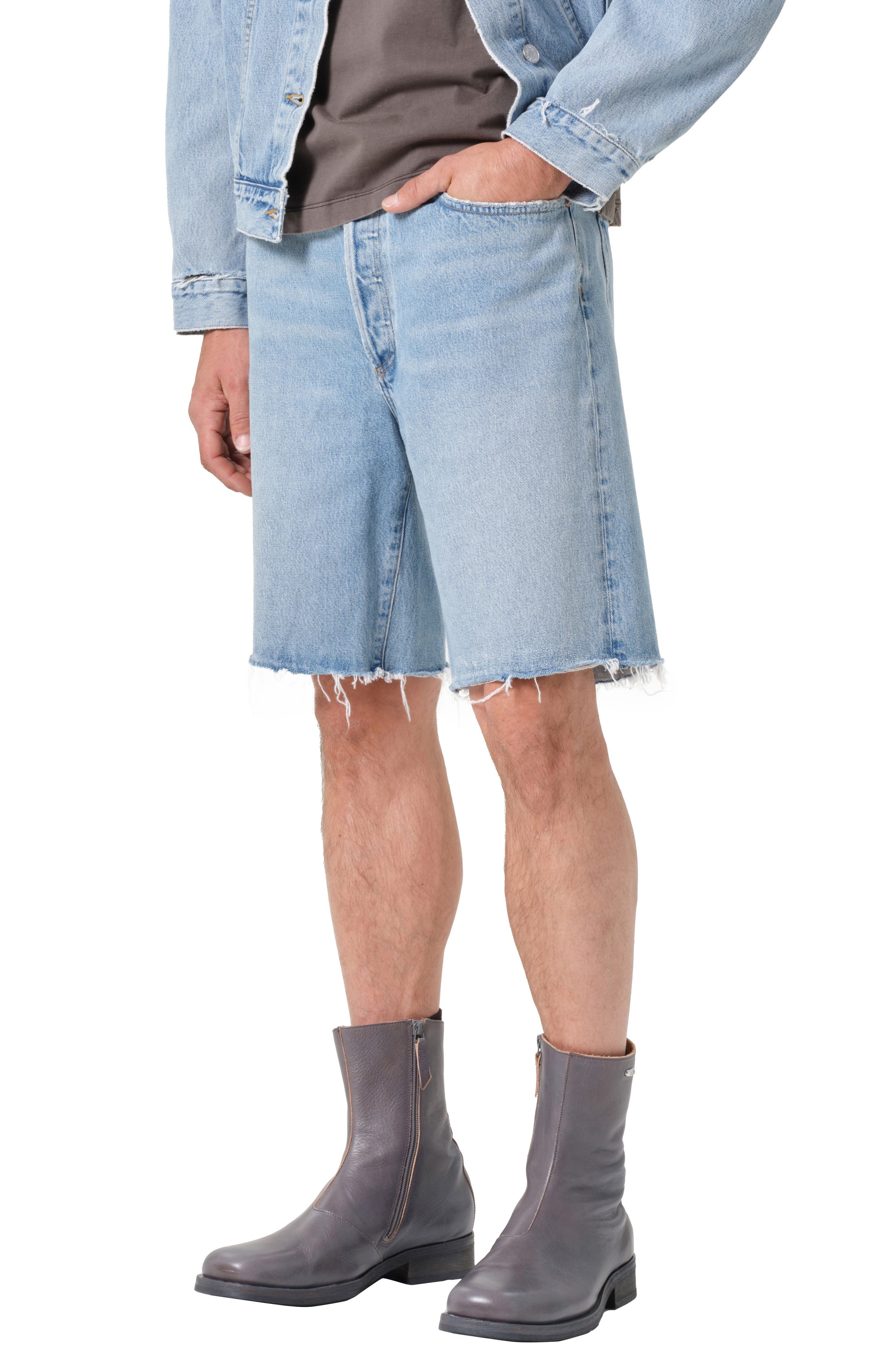 AGOLDE Anson Raw Hem Denim Shorts in Force at Nordstrom - 5