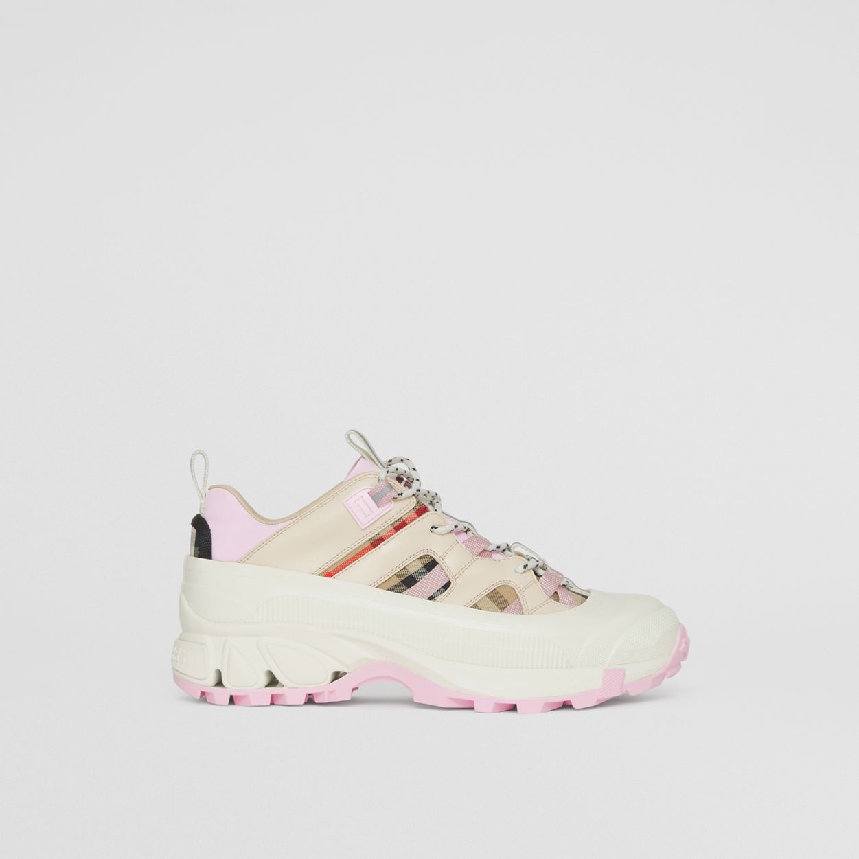 Check Cotton and Leather Arthur Sneakers - 1