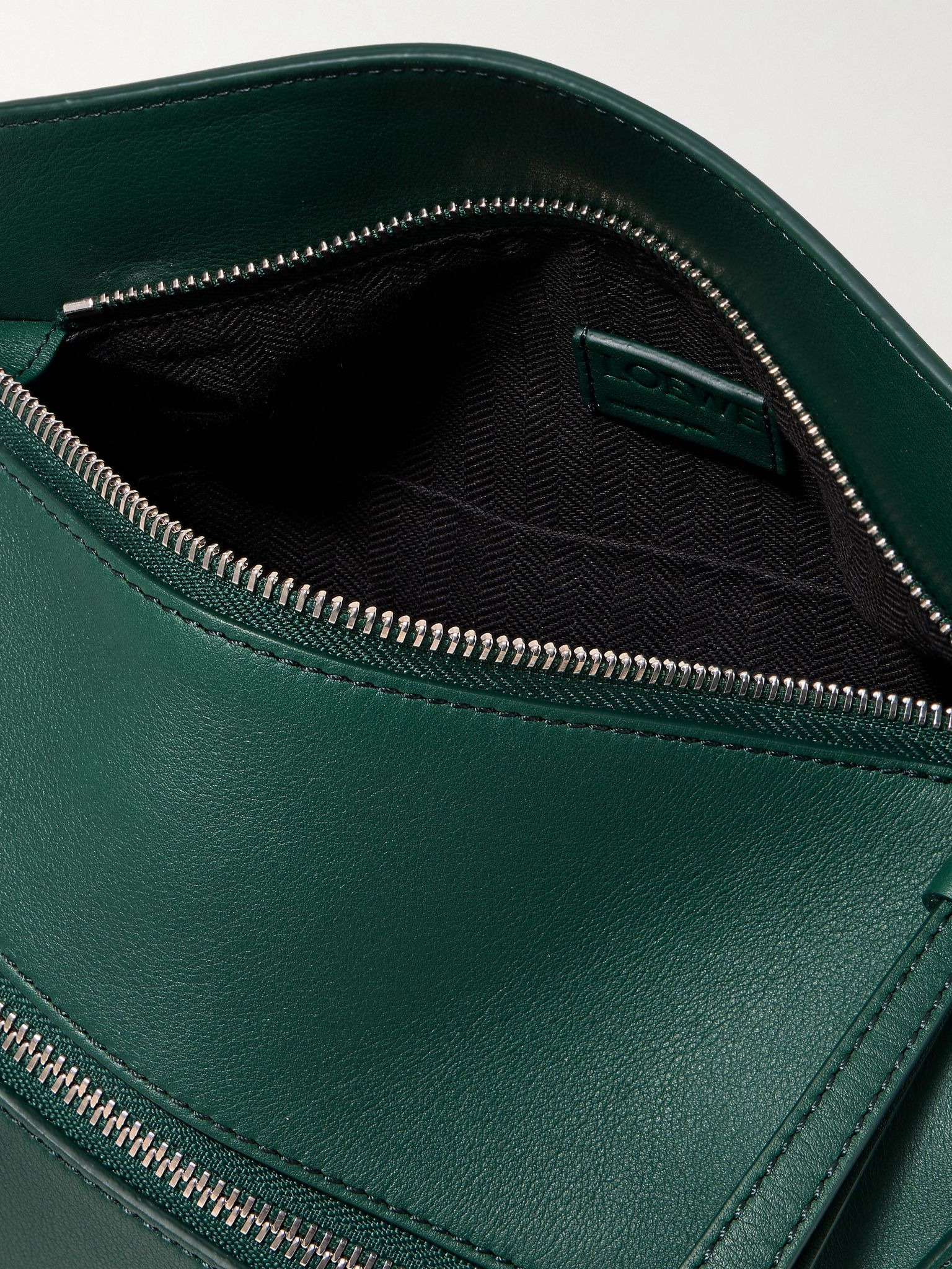 Puzzle Edge Small Leather Belt Bag Emerald - 5