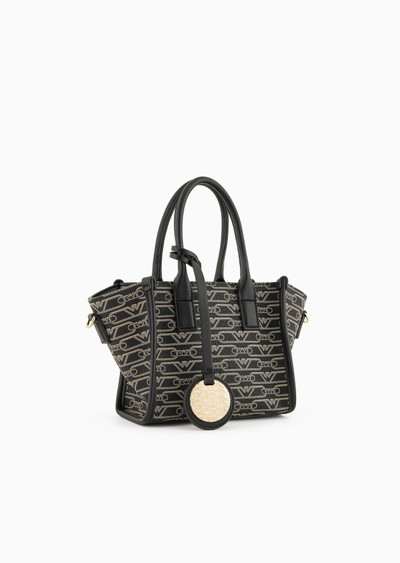 EMPORIO ARMANI Small shopper bag with all-over monogram print outlook