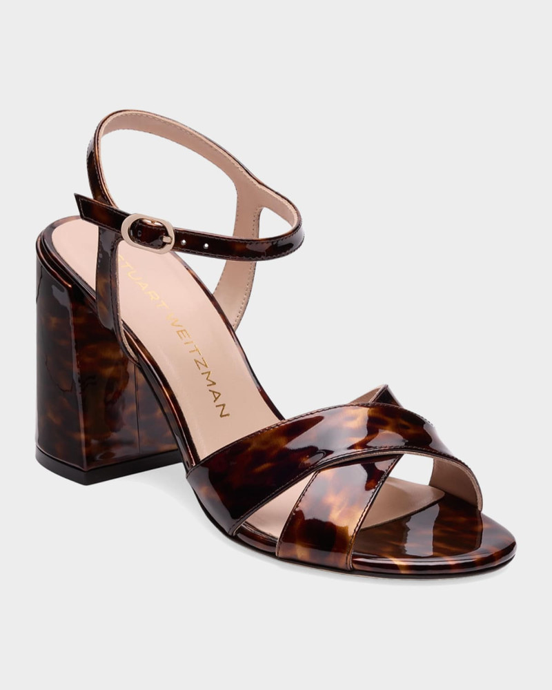 Alyssa 85mm Printed Patent Leather Block-Heel Sandals 3