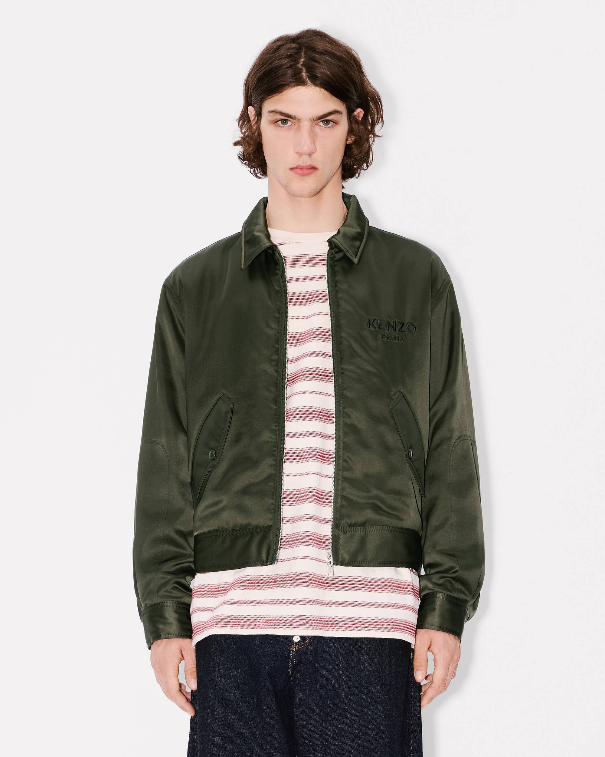 'Boke Flower' padded blouson in mixed satin - 4