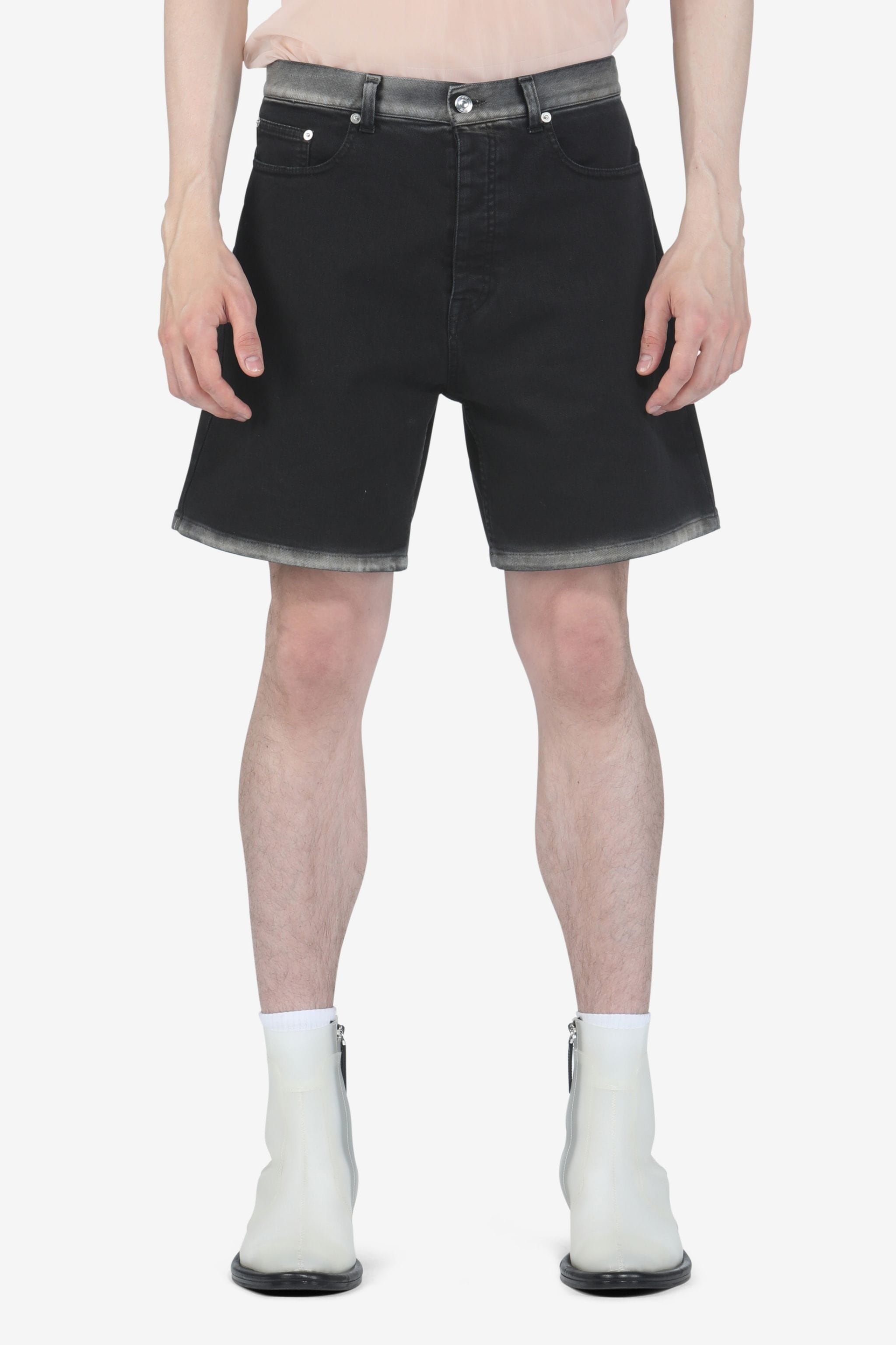 ACID-WASH DENIM SHORTS - 1