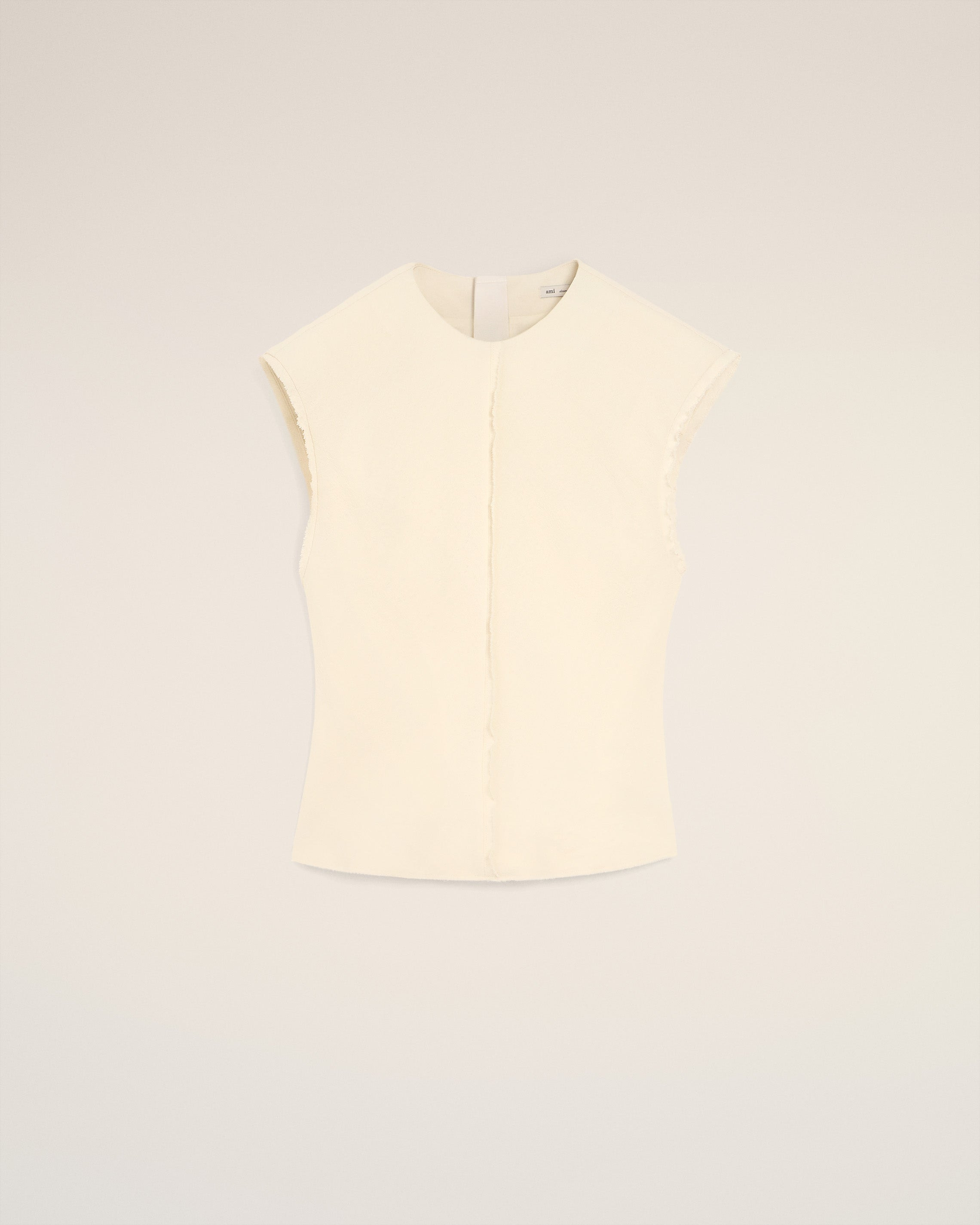 WHITE SLEEVELESS RAW EDGE DETAILS TOP - 1