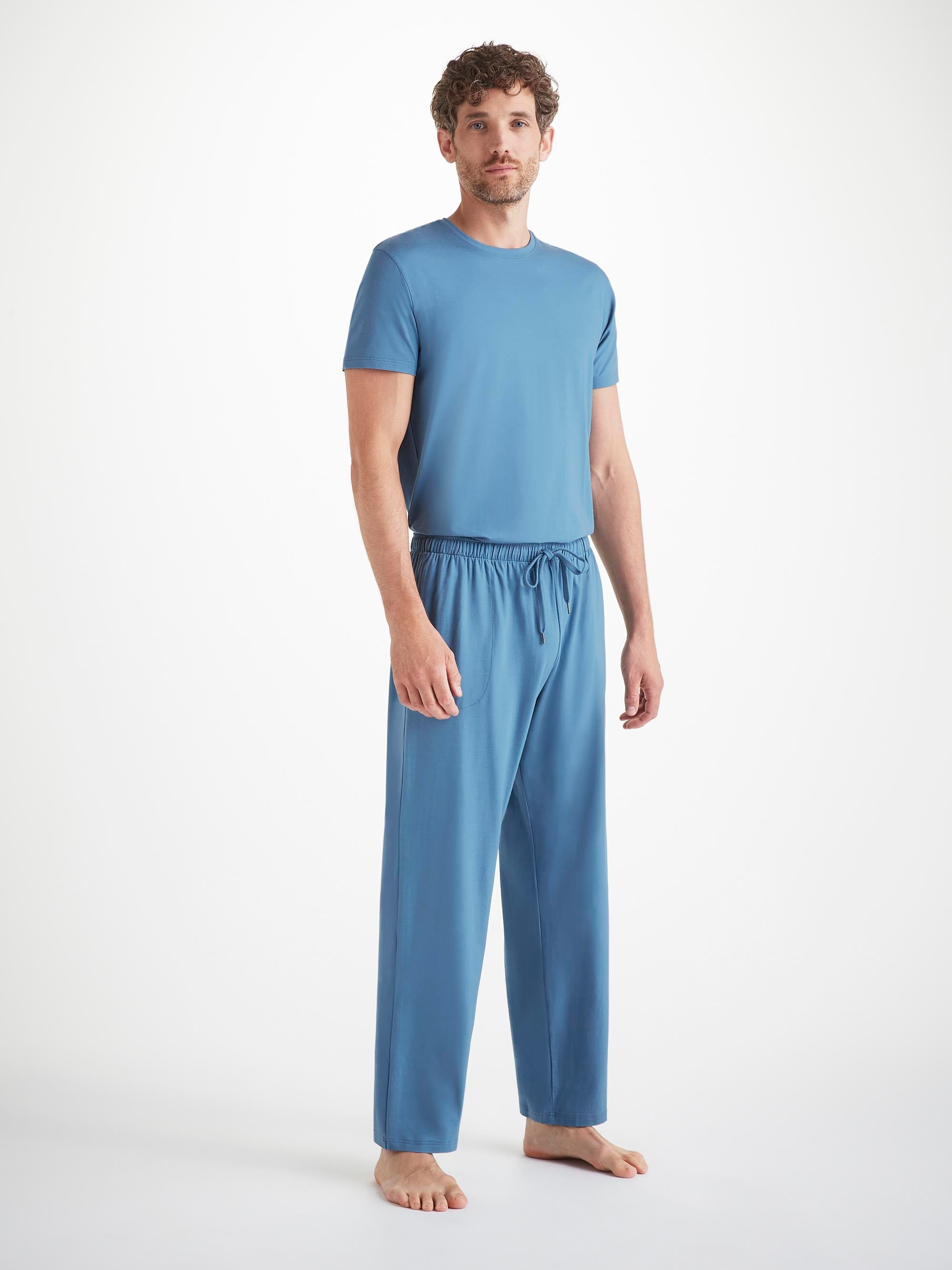 Men's Lounge Pants Basel Micro Modal Stretch Steel Blue - 3