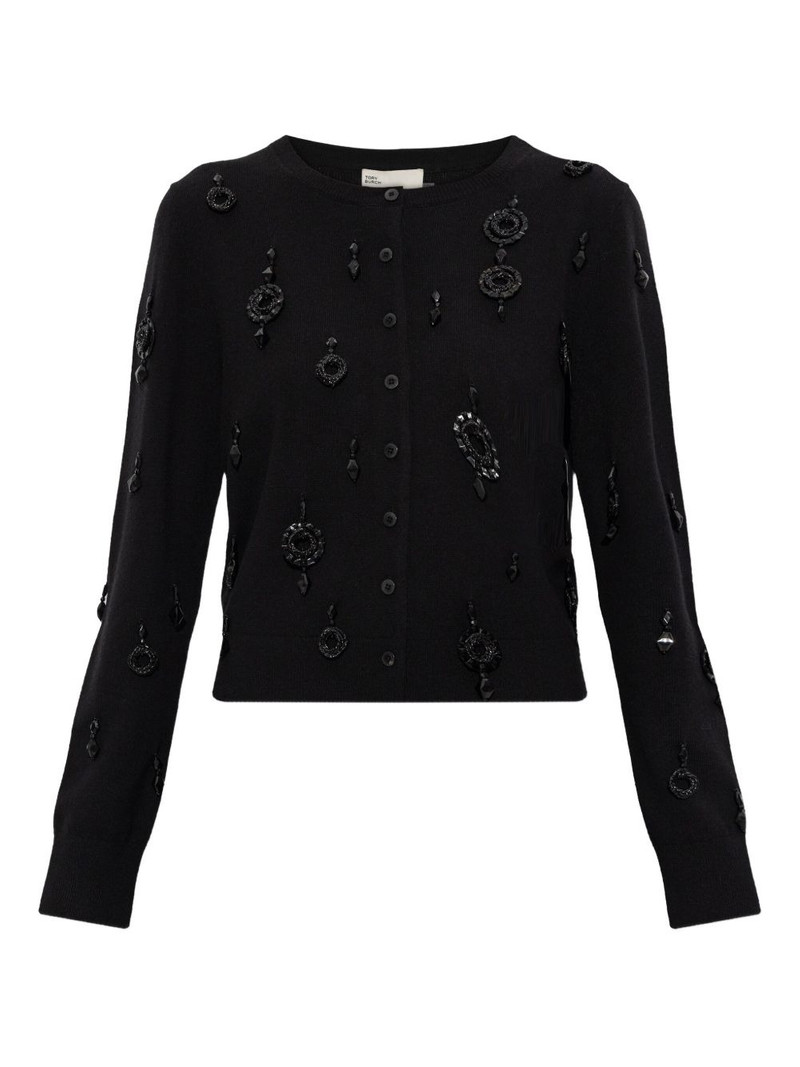 embellished button-fastening sweater 1