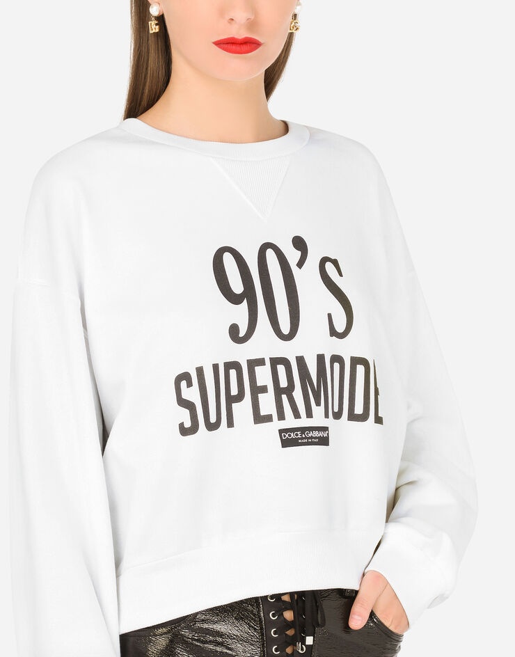 Jersey sweatshirt with 90’s supermodel print - 4