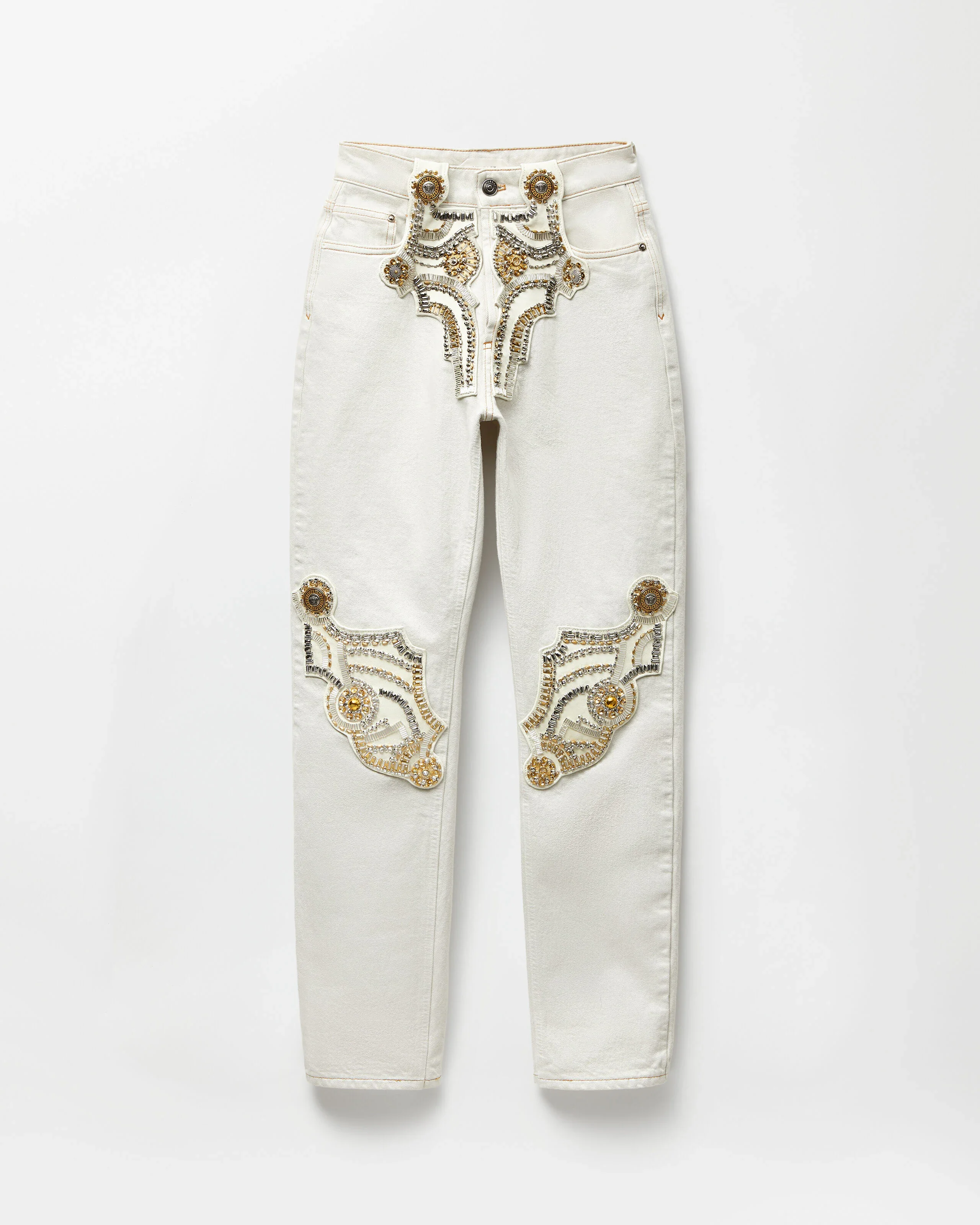 Embroidered Straight Jeans - 1