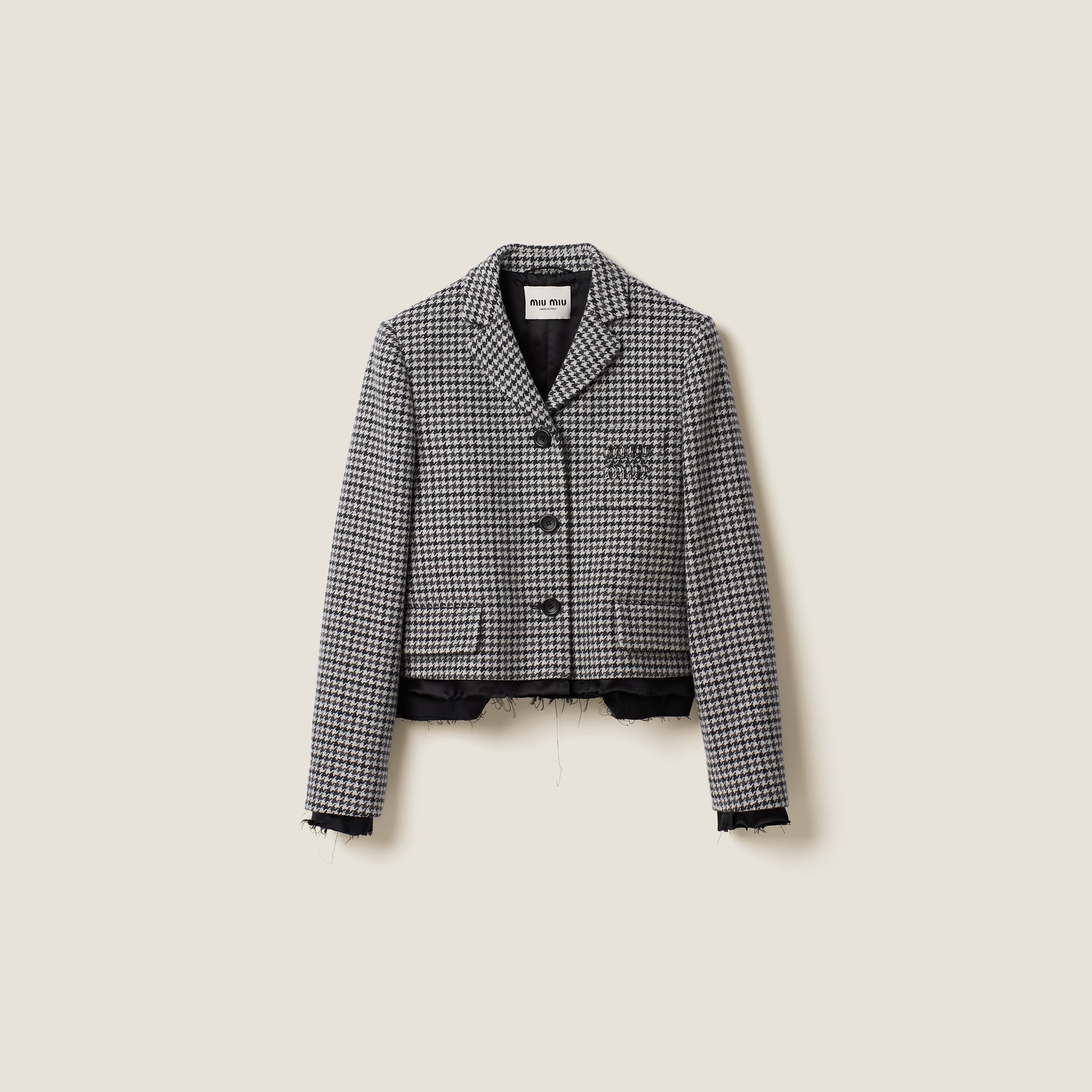 Single-breasted houndstooth check jacket - 1