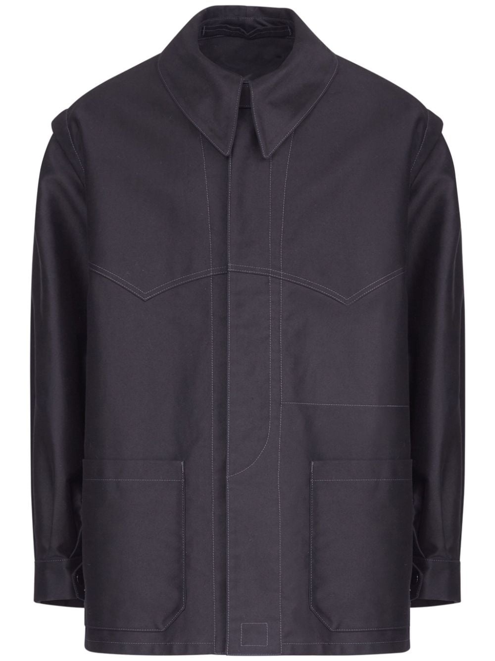 satin cotton pointed-collar shirt - 1
