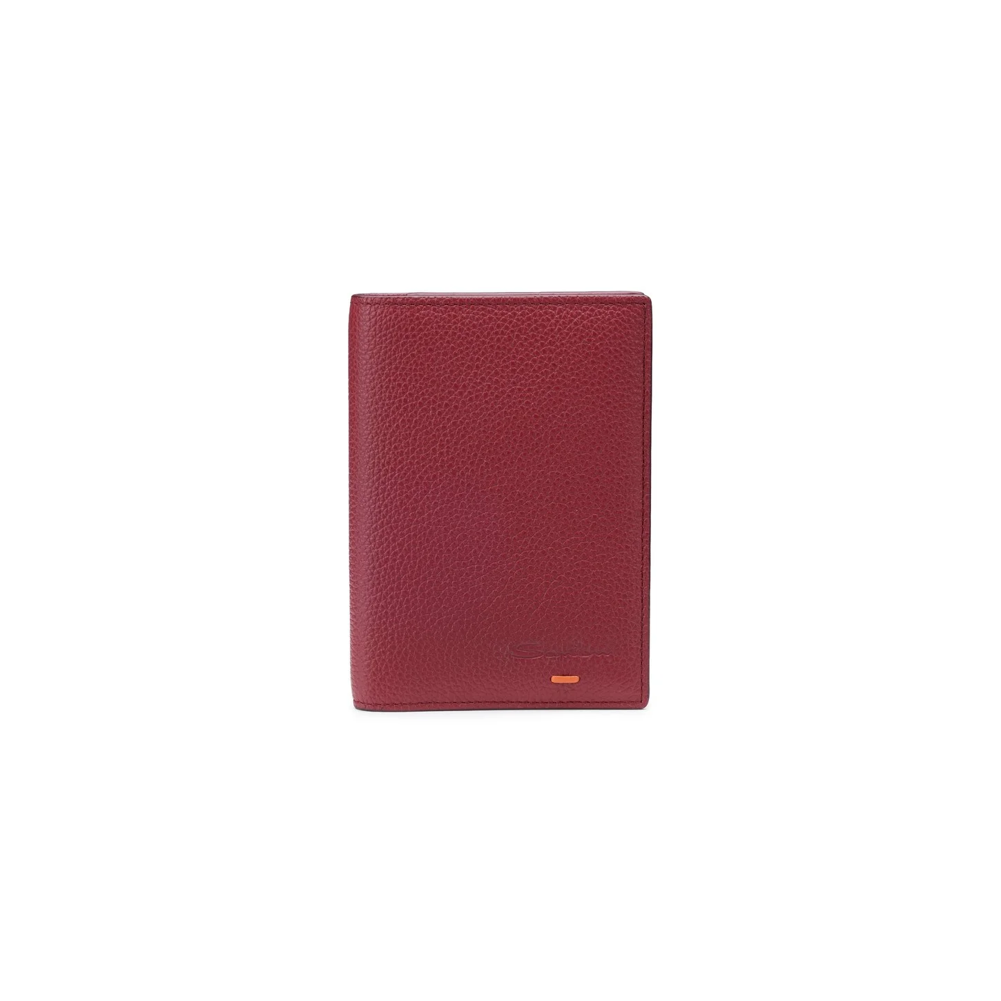Burgundy tumbled leather passport case - 1