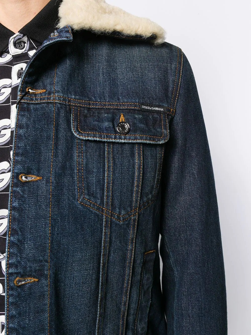 trimmed denim jacket - 5