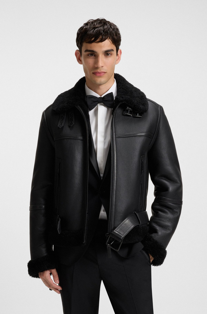 SHEARLING-TRIM JACKET IN LEATHER 2