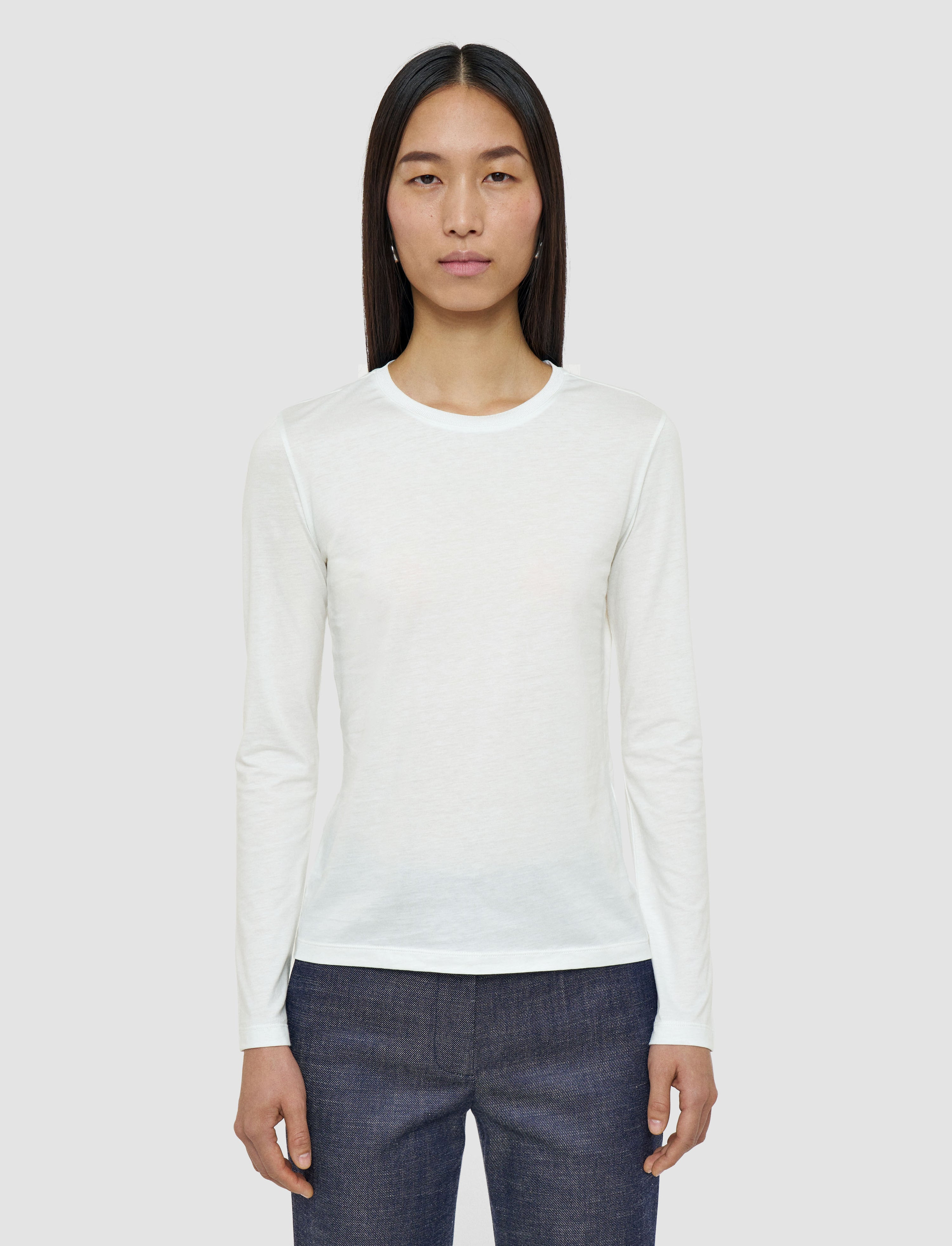 Cotton Silk Jersey Long Sleeve T-Shirt - 3