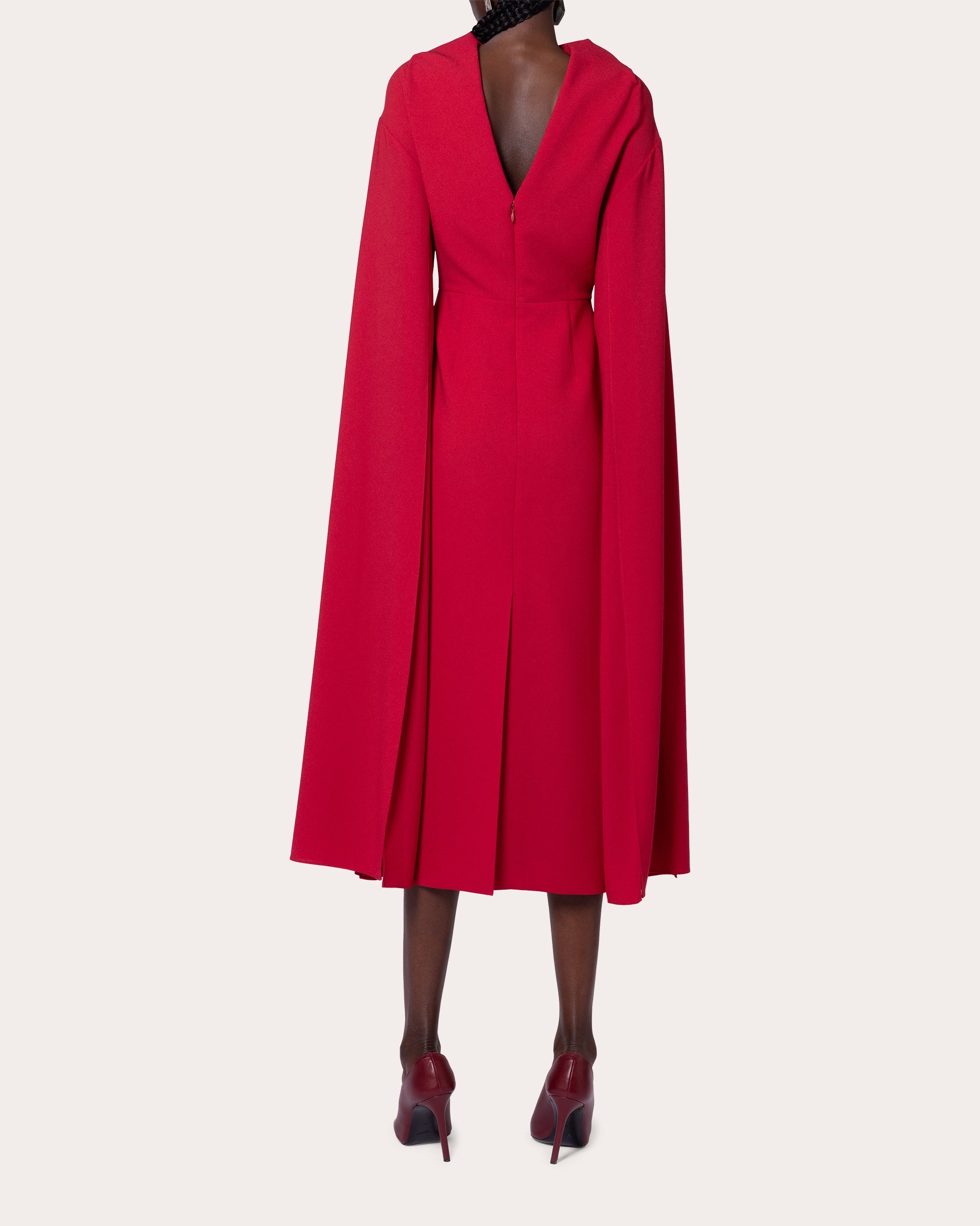 Nour Crepe Cape-Sleeve Midi Dress - 2