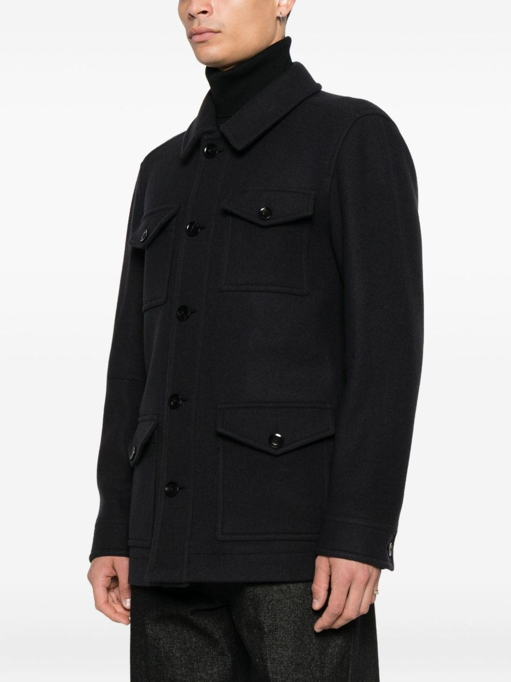 flap-pocket button-front jacket - 3