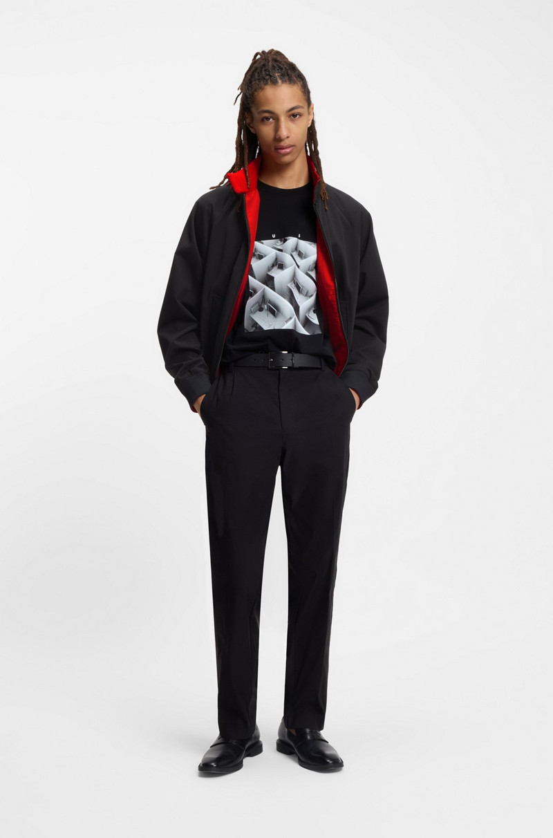 HUGO TWILL BOMBER JACKET WITH BUTTONED STAND COLLAR outlook