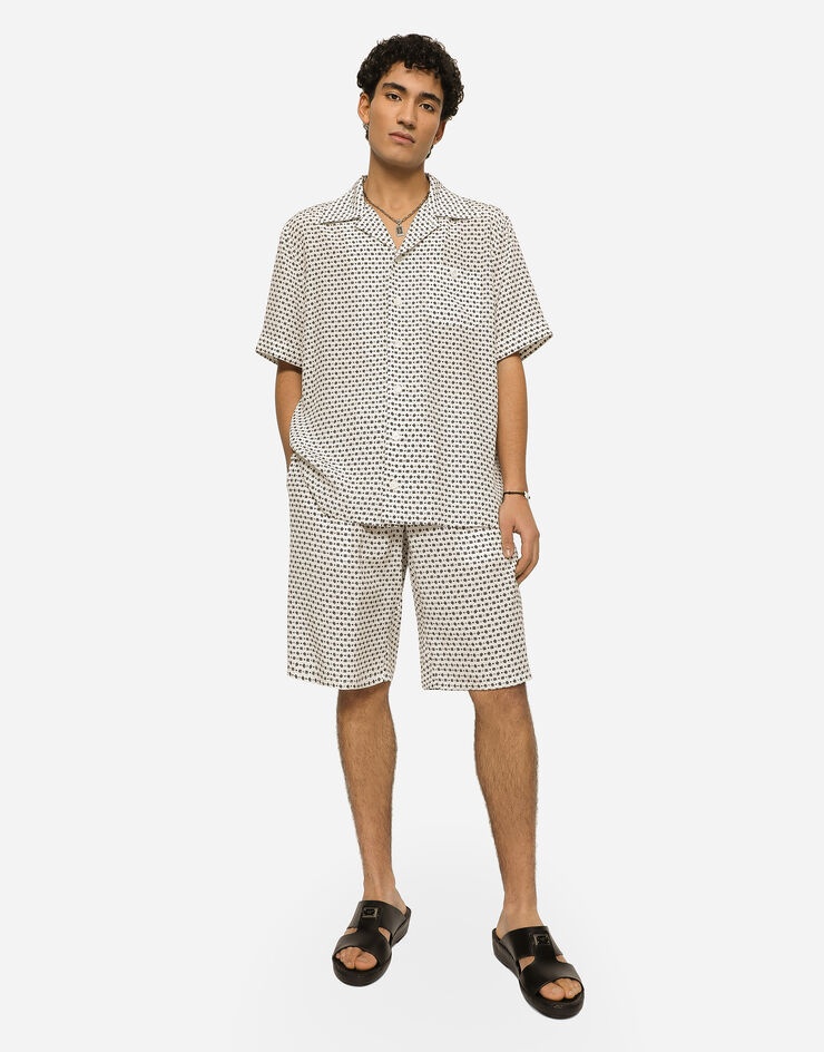 Crepe de chine jogging shorts with DG logo print - 5