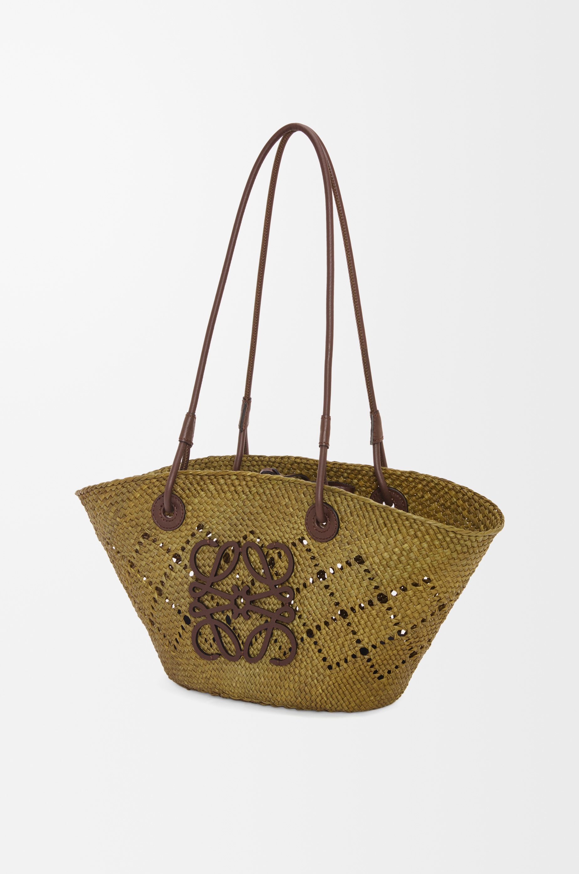 Small Anagram Basket bag in iraca palm and calfskin - 2