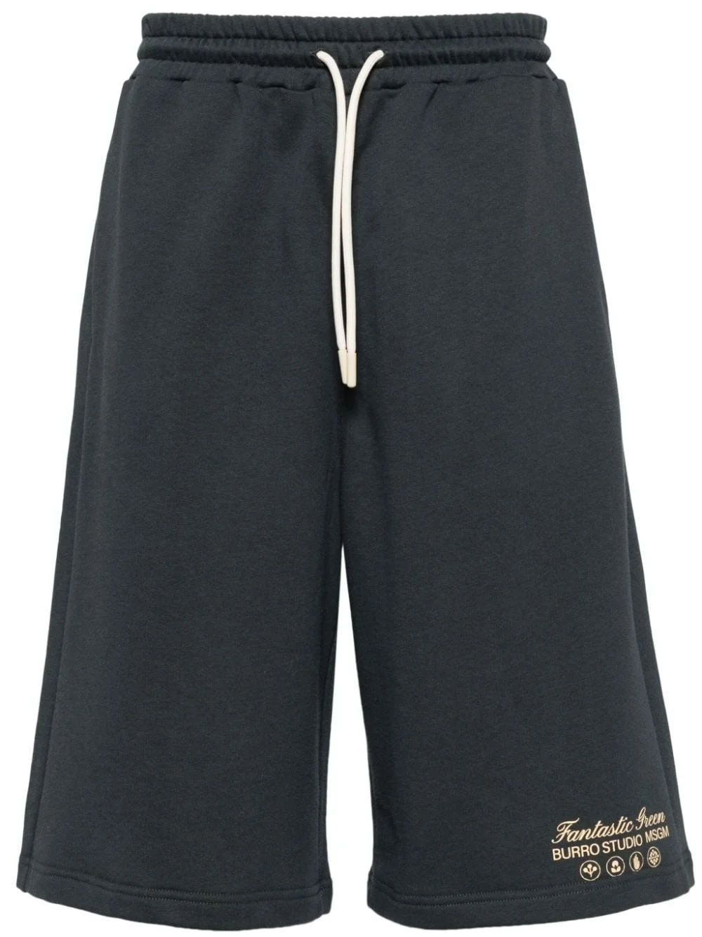 printed cotton track shorts - 1