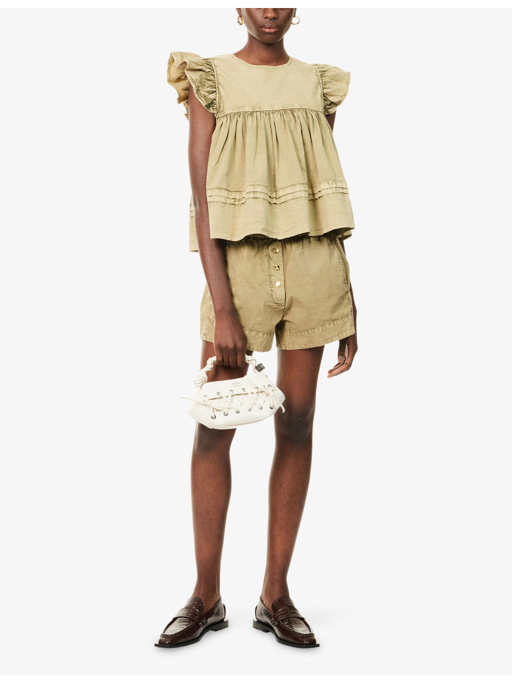 Ruffled Round-Neck Stretch-Cotton Top - 2
