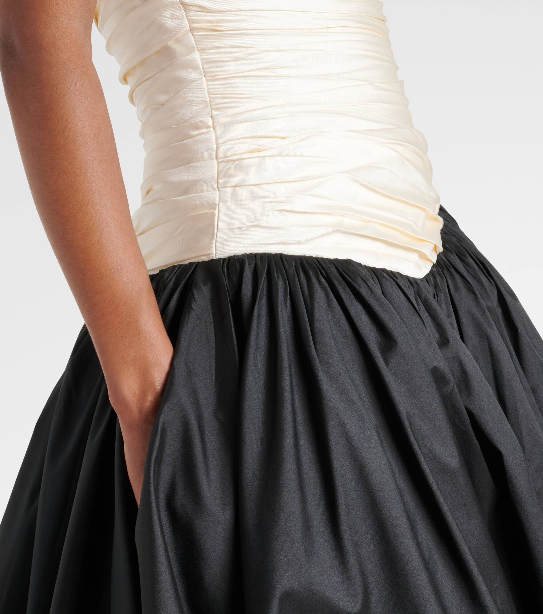 Strapless mikado and taffeta gown - 5