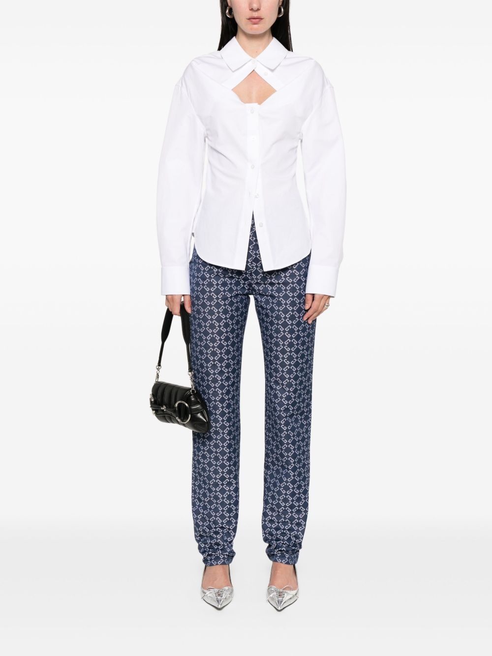 logo-jacquard jeans - 2