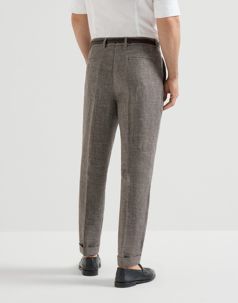 Linen houndstooth trousers with pleat 3