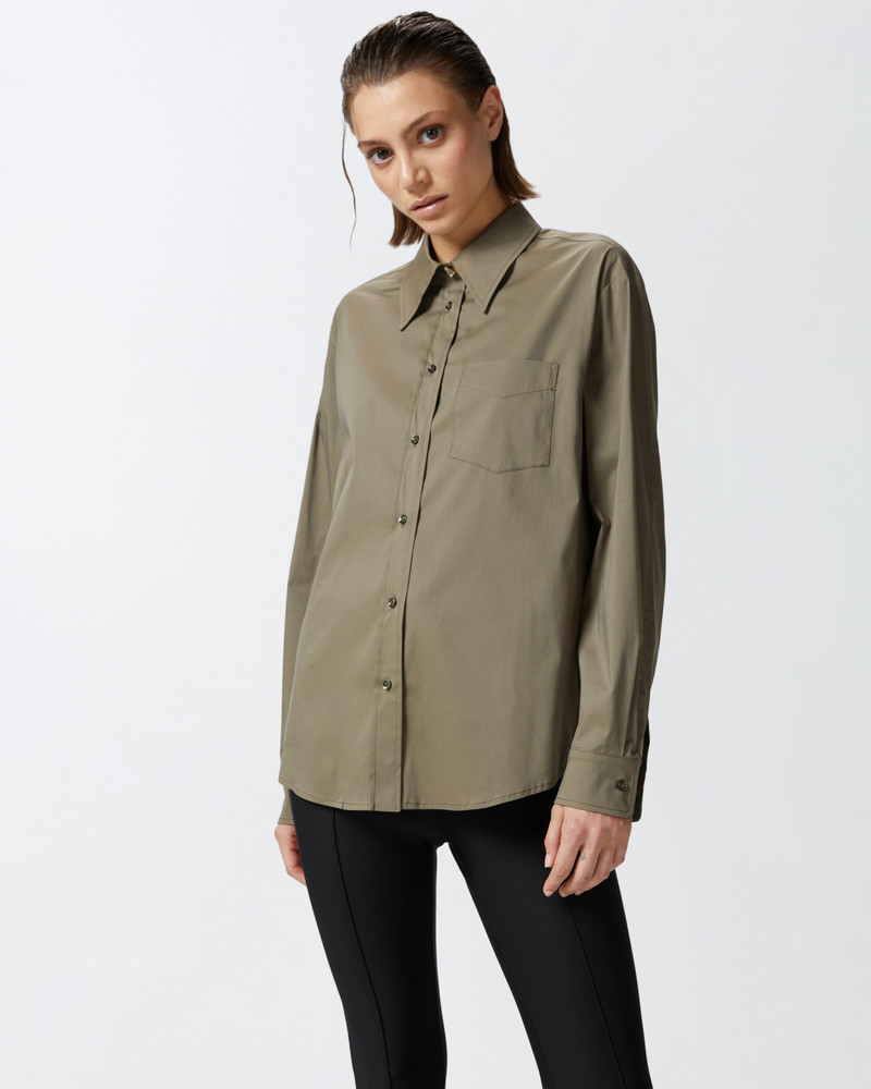 PINKO GREEN STRETCH POPLIN UTILITY SHIRT outlook