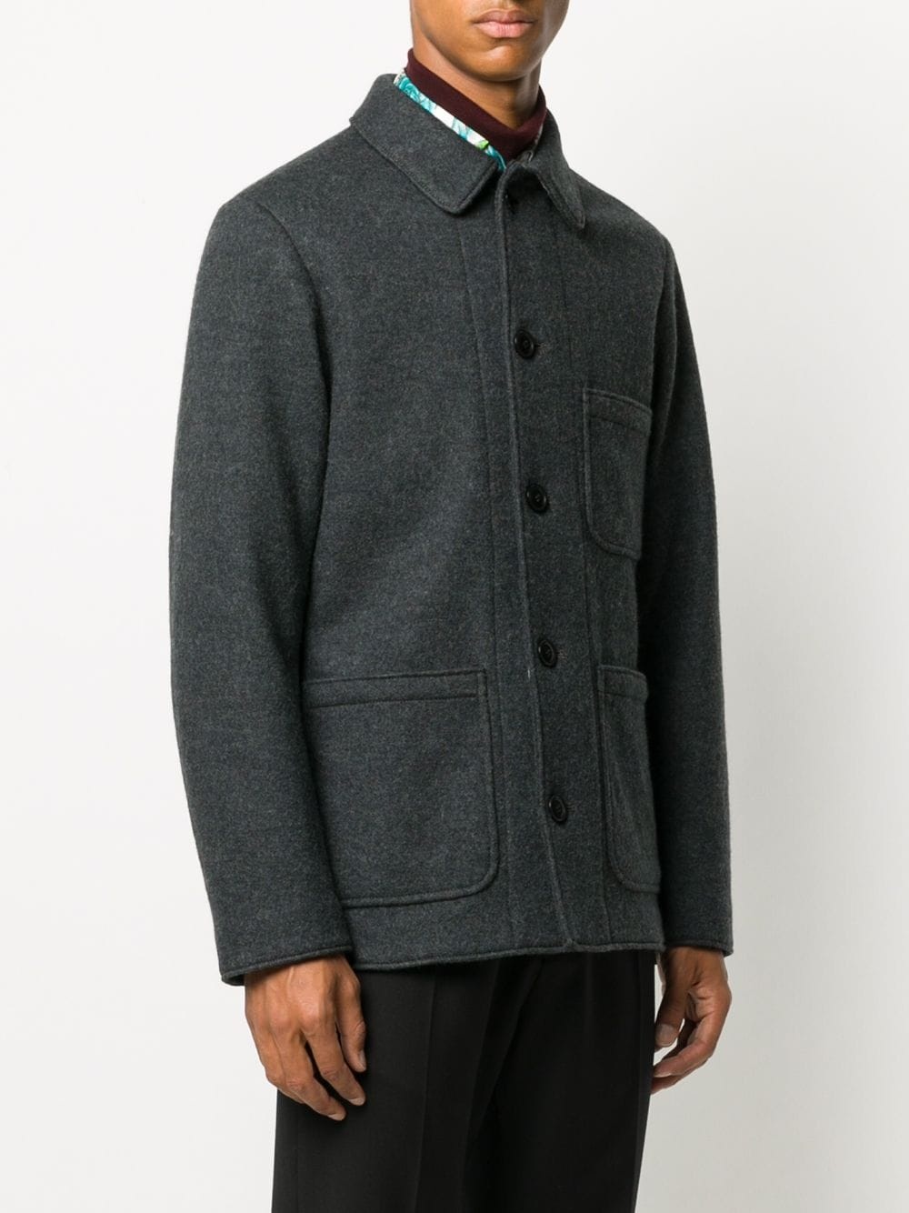 single-breasted felt coat - 3