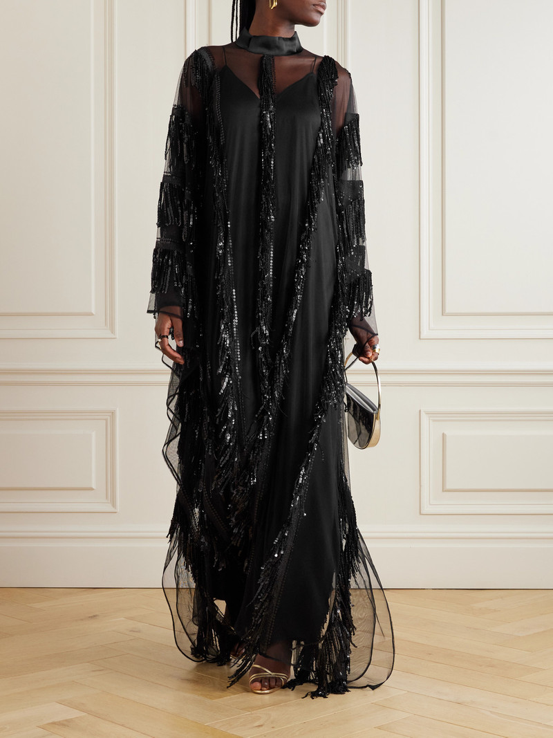 Taller Marmo Showgirl Fringed Sequined Tulle And Cady Gown outlook