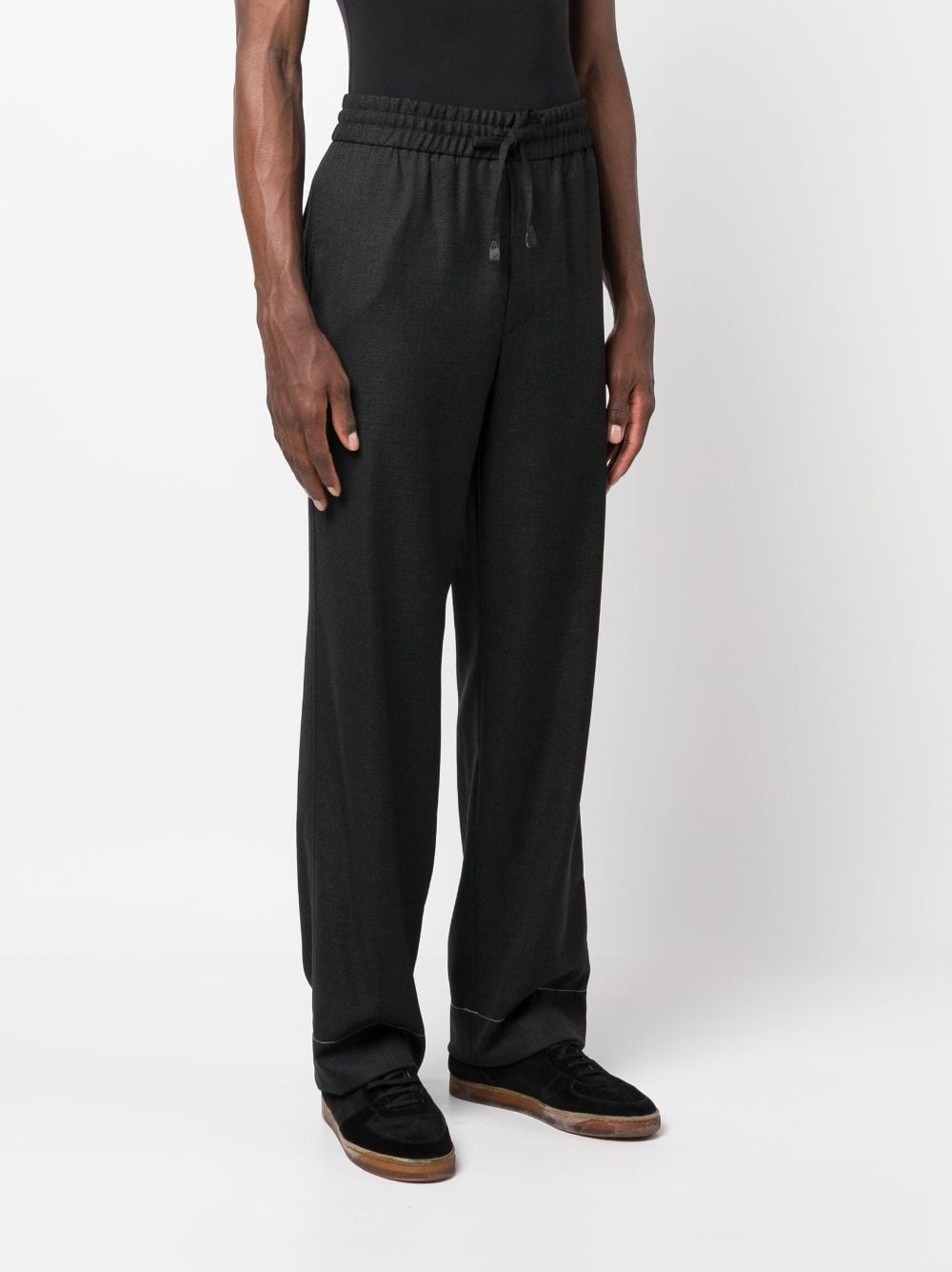 drawstring-waist wool trousers - 3