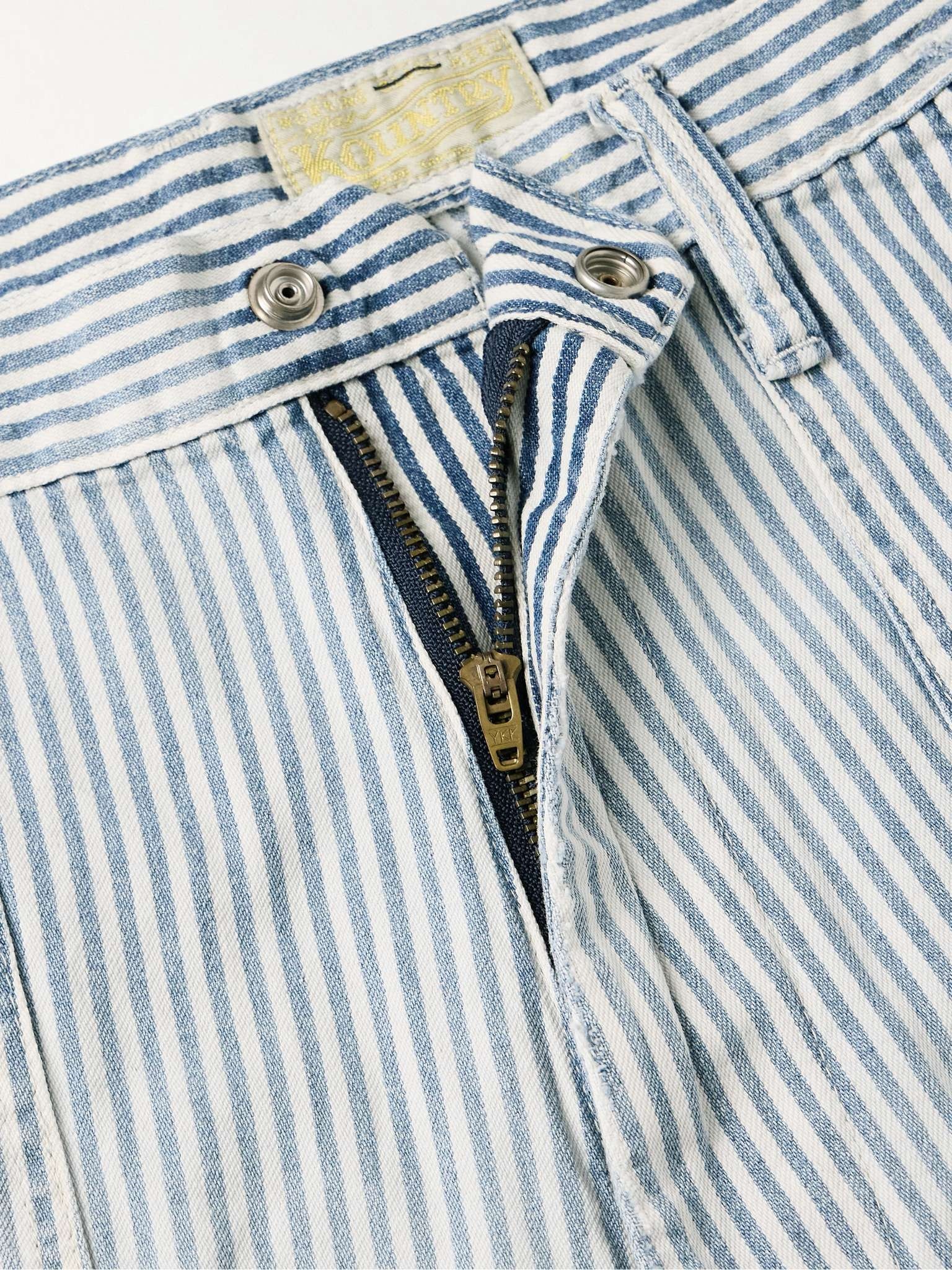 Hickoree Port Wide-Leg Striped Patchwork Cotton-Twill Trousers - 3
