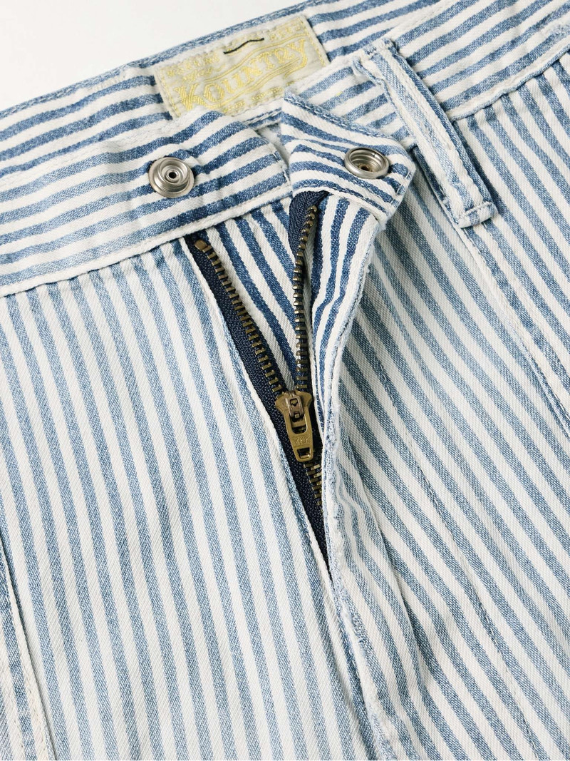 Hickoree Port Wide-Leg Striped Patchwork Cotton-Twill Trousers 3