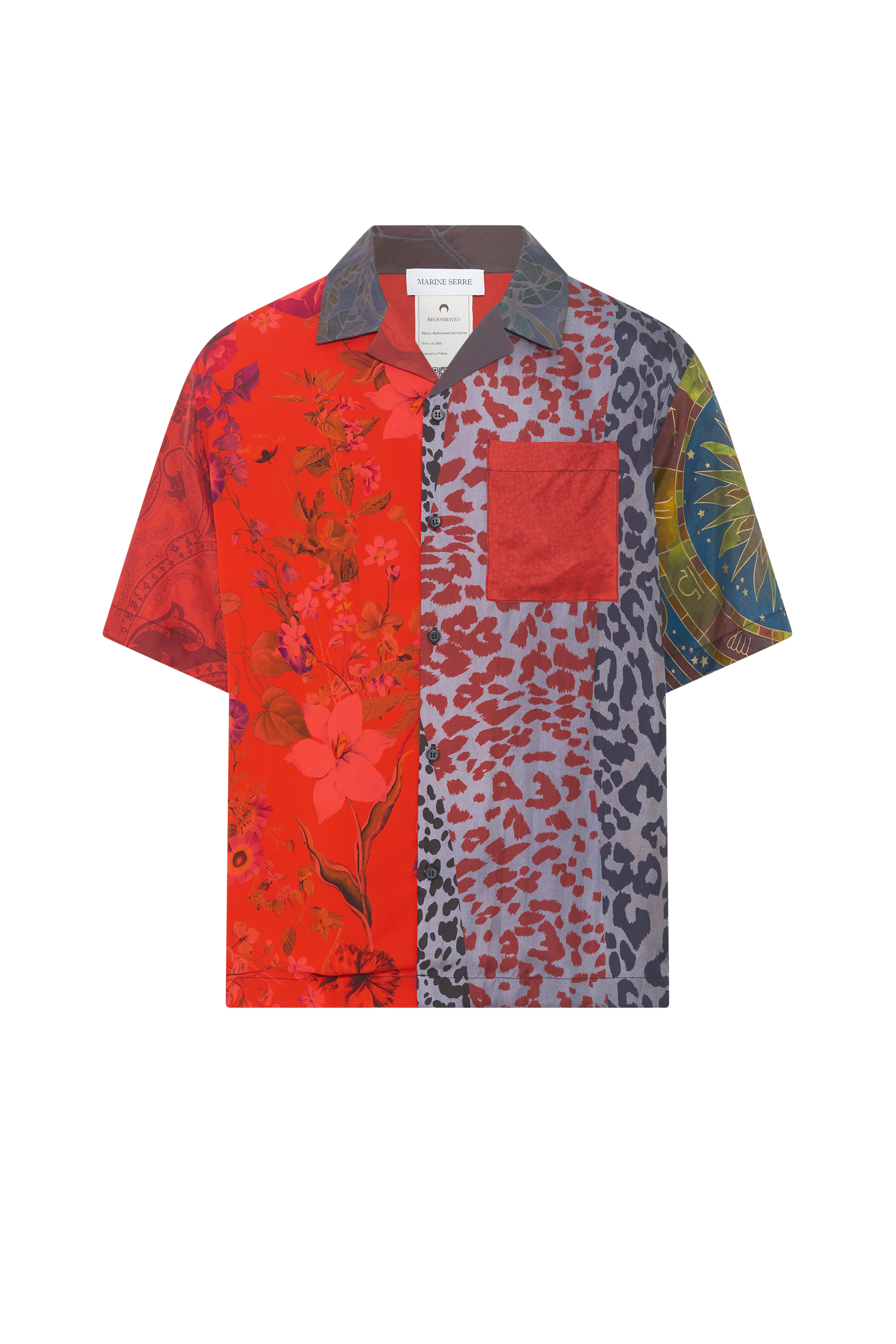 Upcycled Silk Scarves Bowling Shirt - 12
