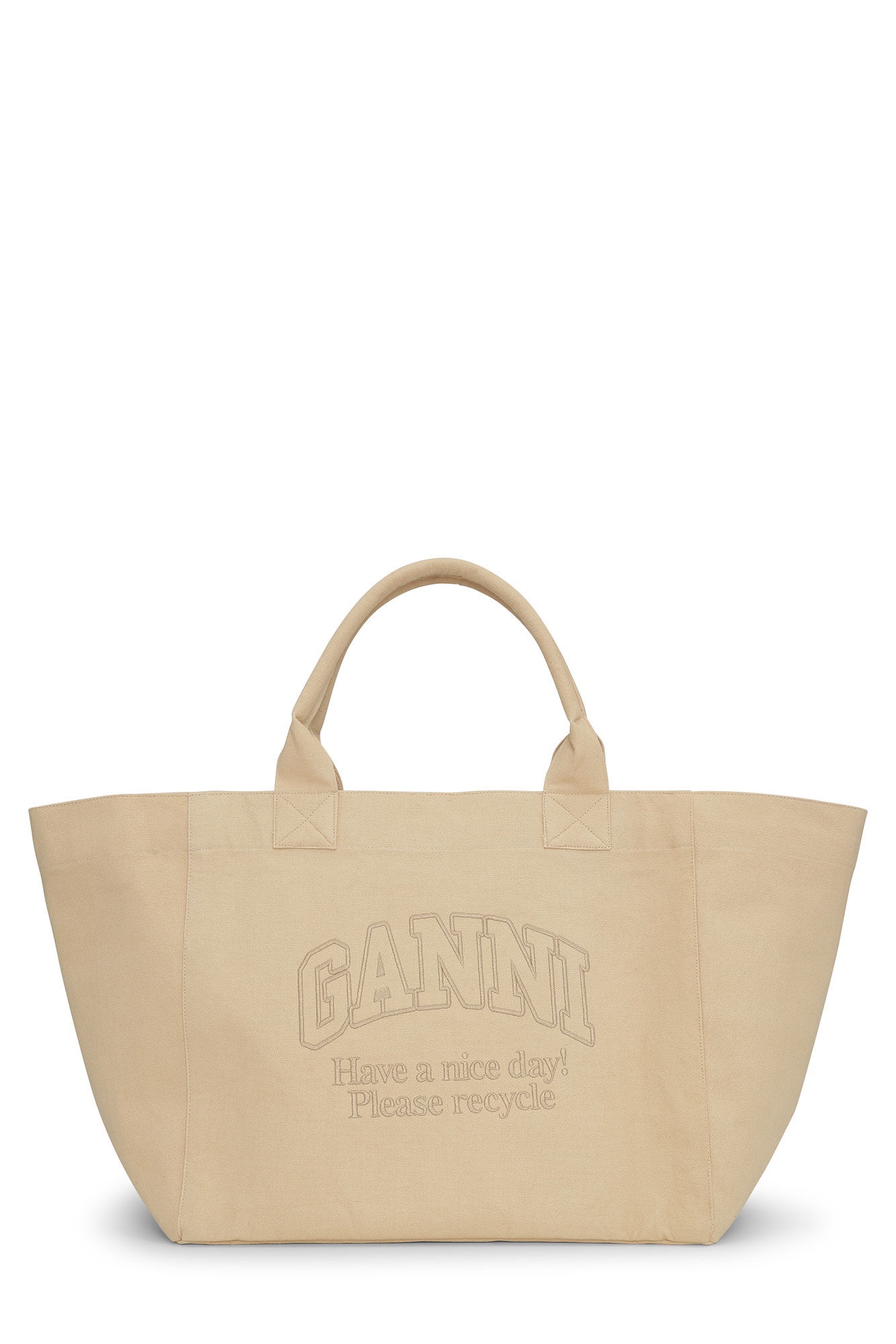 CREAM OVERSIZED CANVAS TOTE BAG - 1