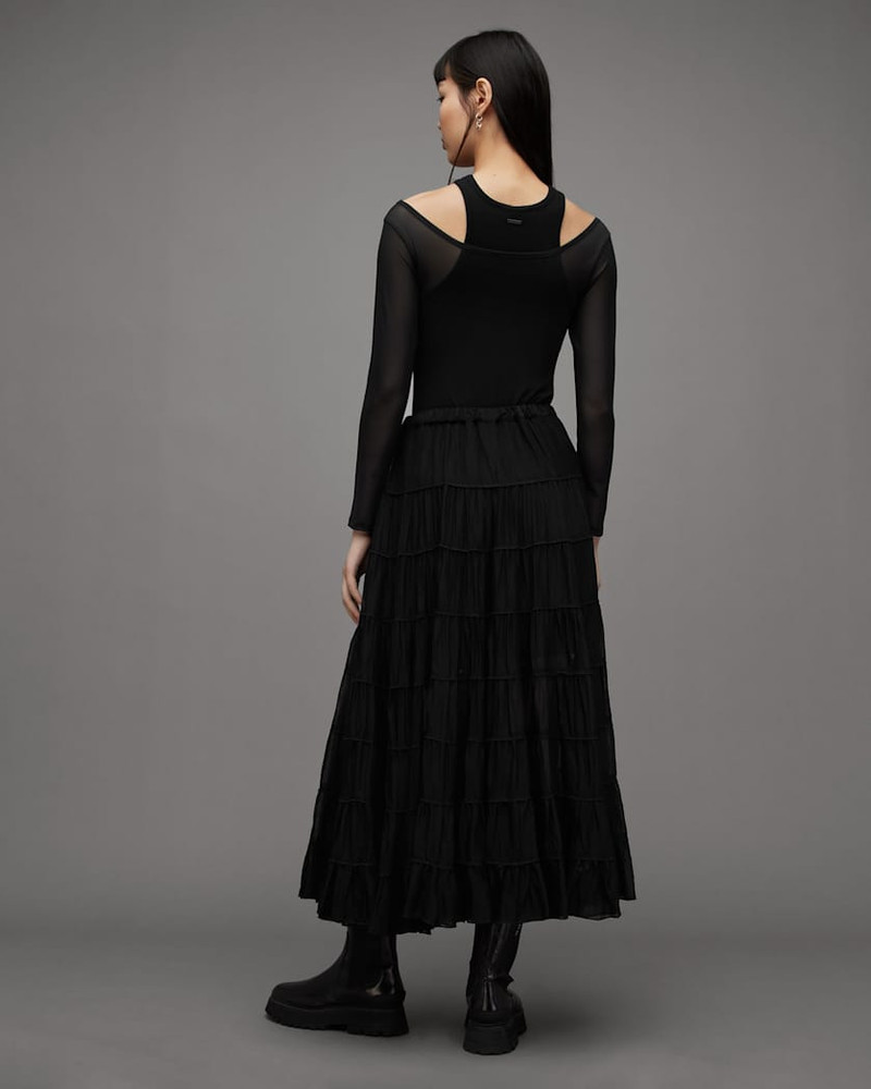 EVA ELASTICATED WAIST TIERED MAXI SKIRT 1