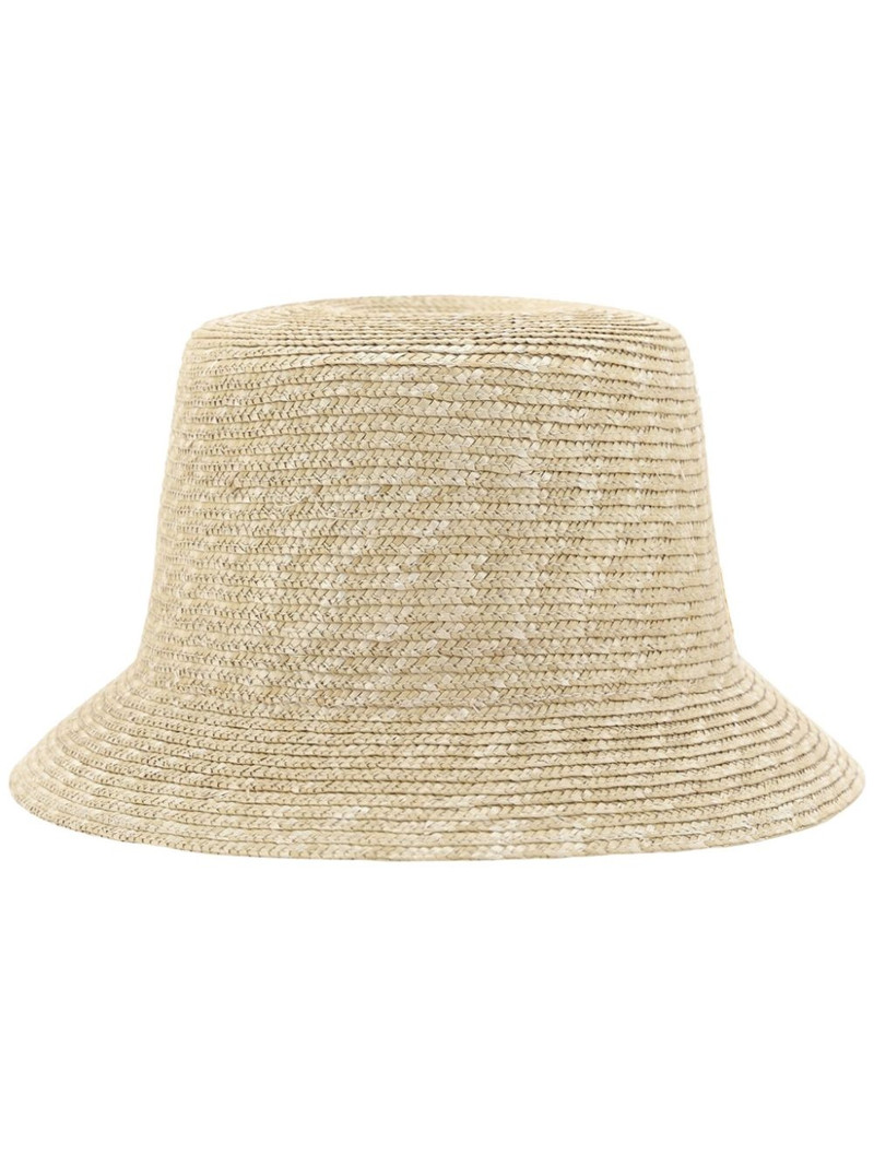 logo-plaque straw bucket hat 1
