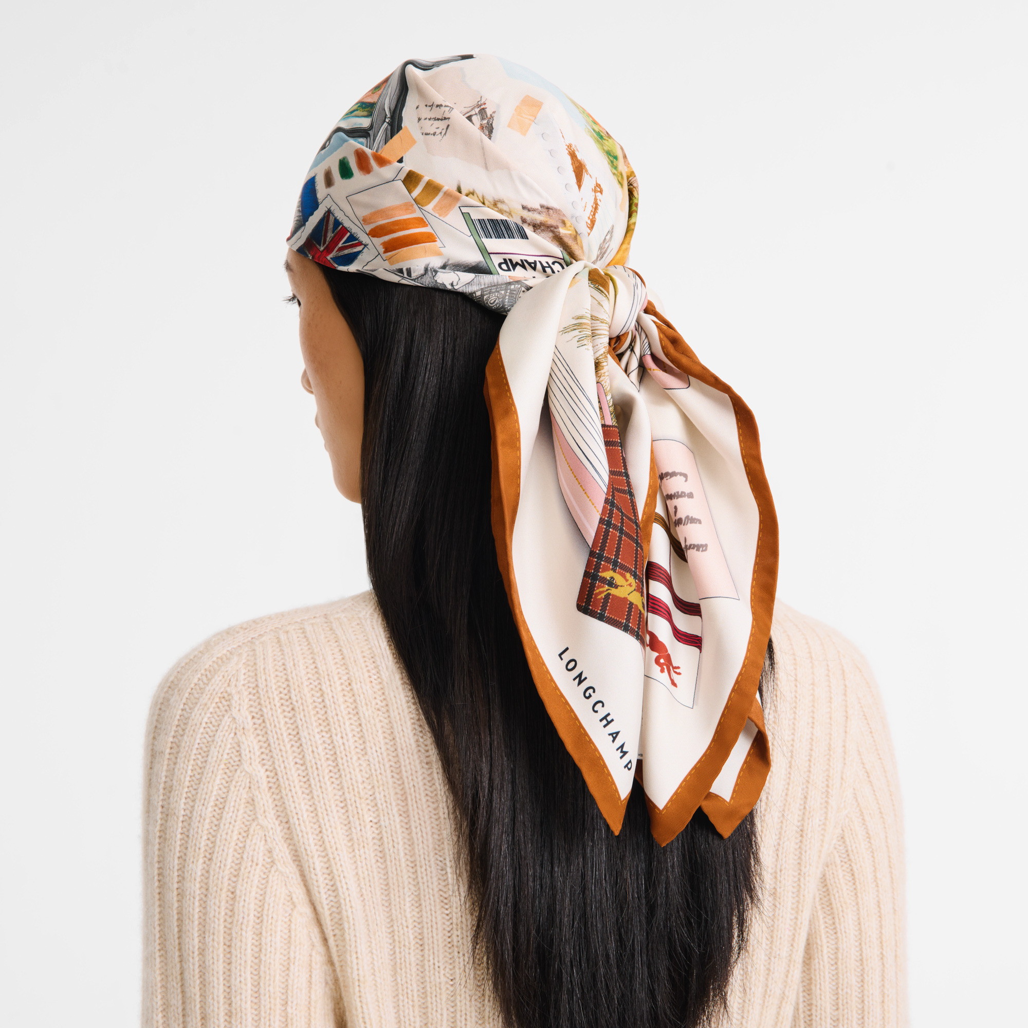 L'Echappée belle Silk scarf 90 Chocolate - OTHER - 3