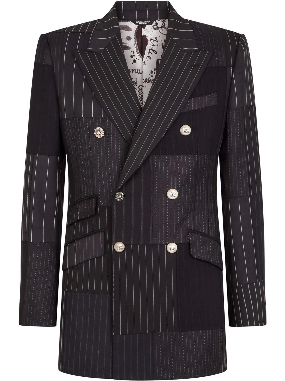 double-breasted patchwork suit jacket - 1