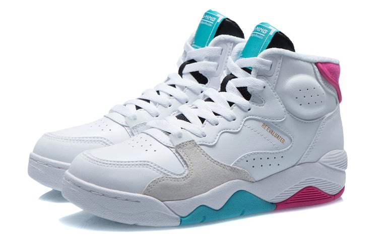 (WMNS) Li-Ning Classic Basketball Shoes 'White Blue Pink' AGBR082-1 - 3