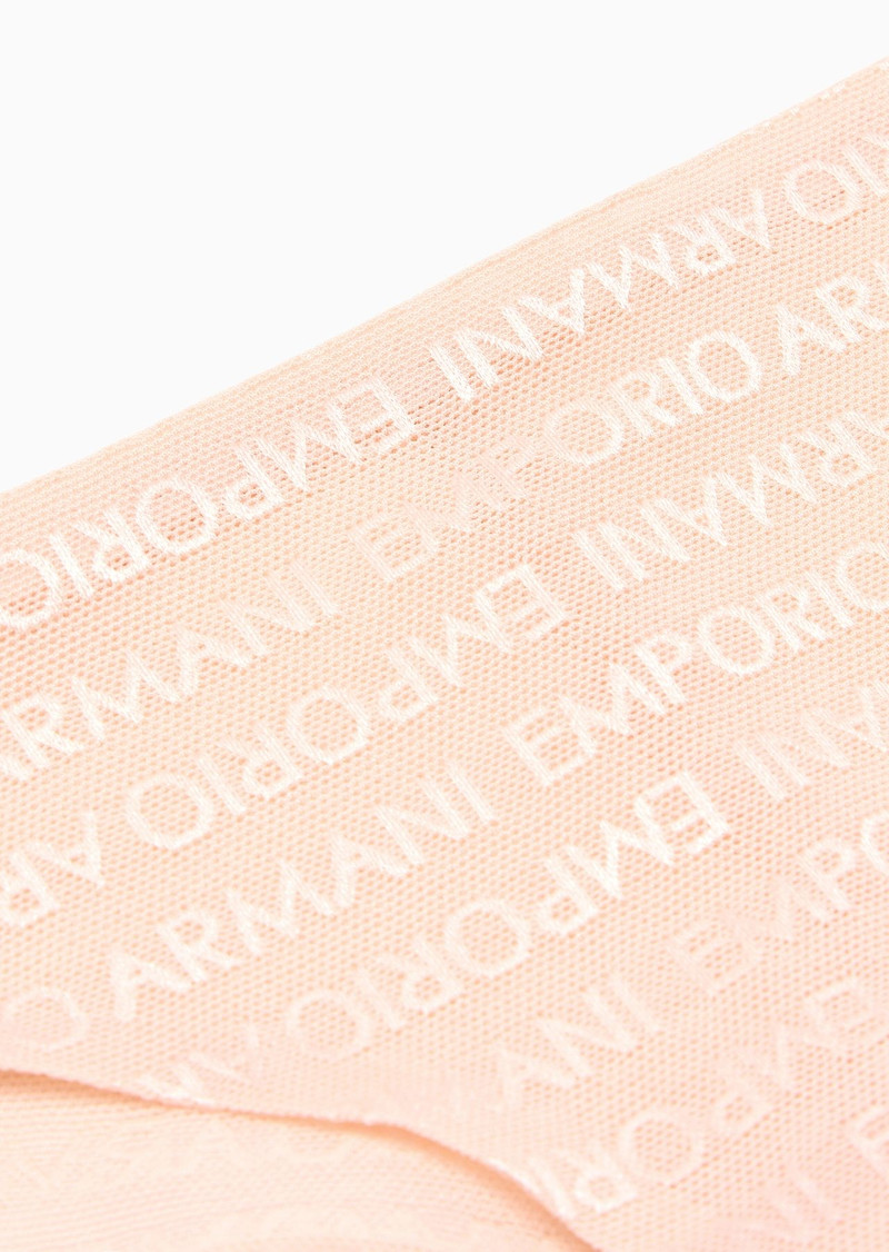 EMPORIO ARMANI ASV recycled bonded mesh Brazilian briefs with all-over lettering outlook
