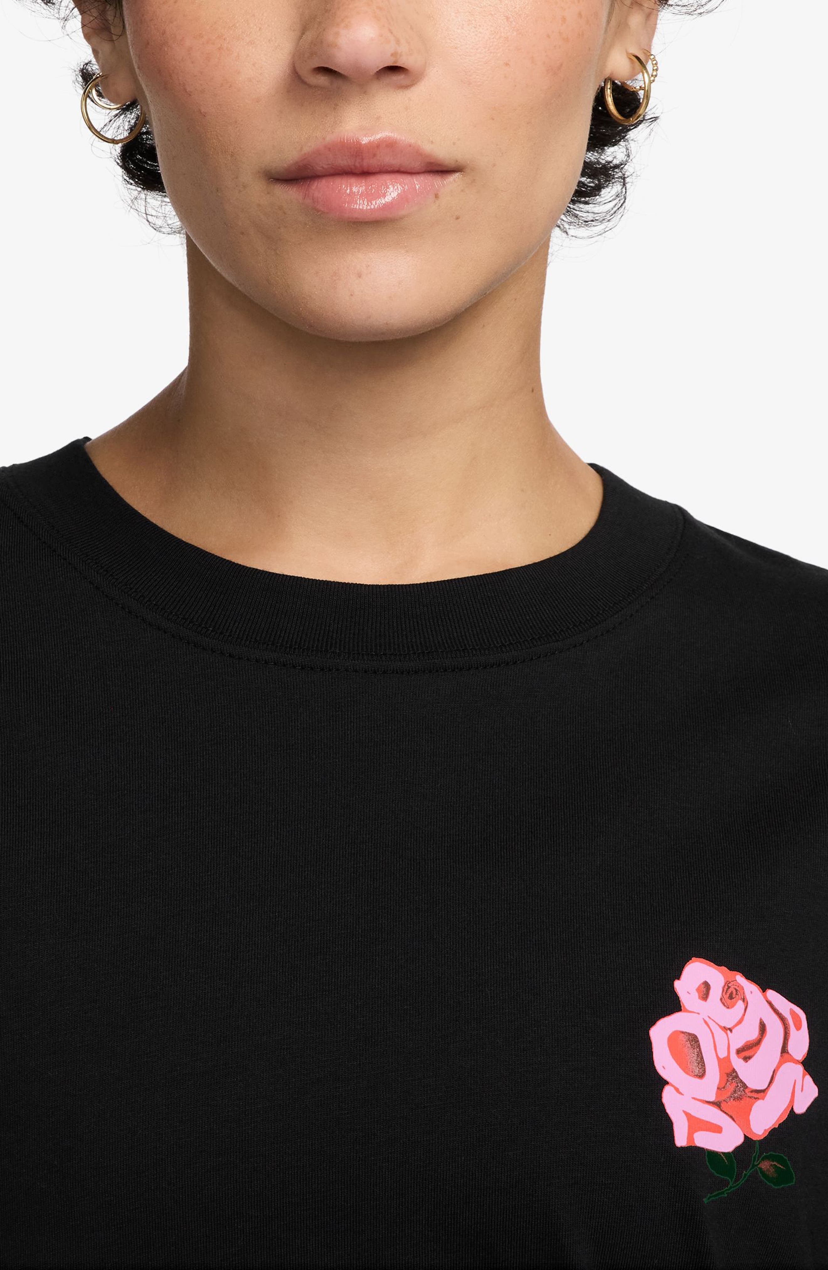 Jordan Girlfriend Floral Graphic T-Shirt in Black at Nordstrom - 3