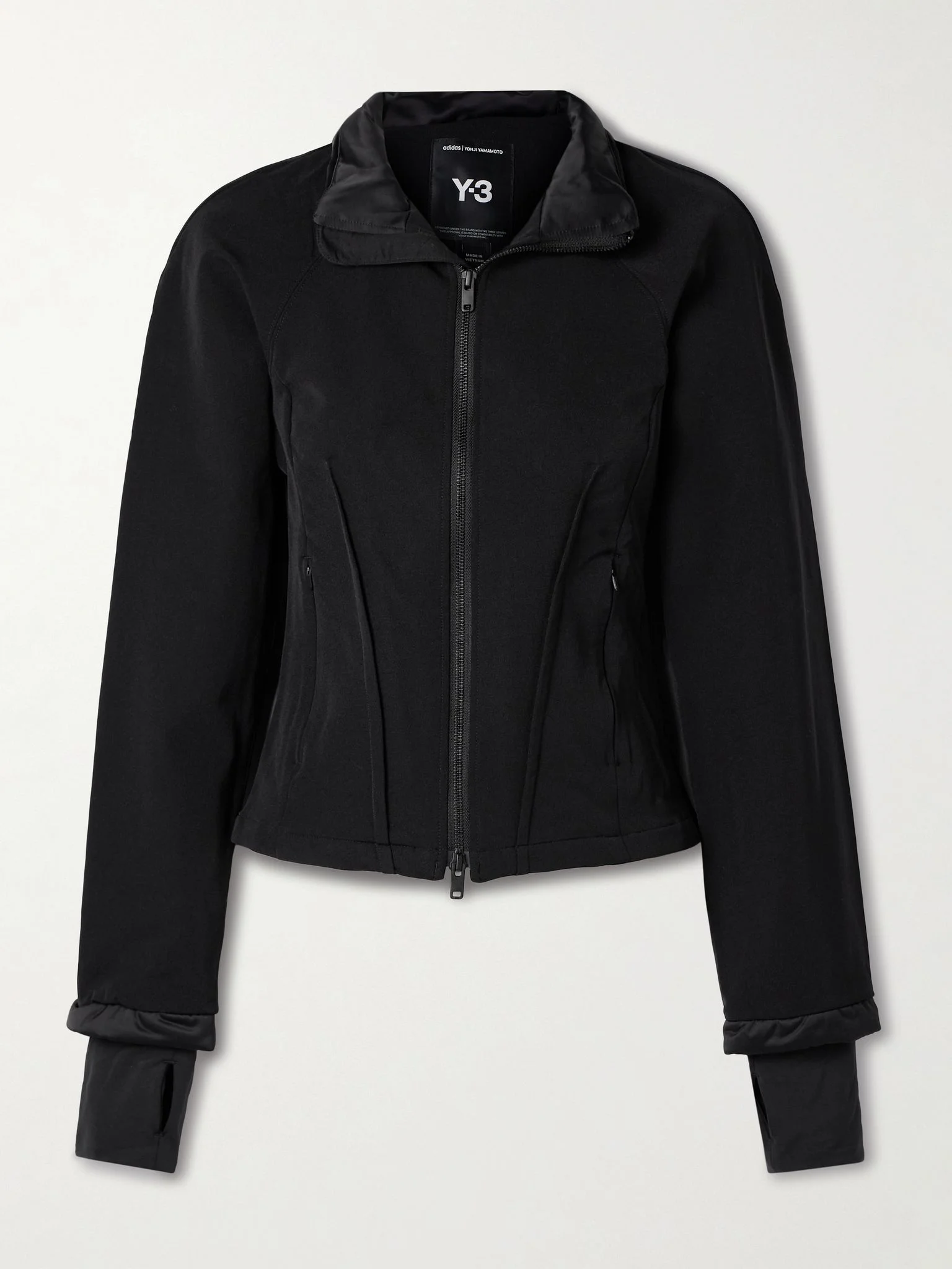+ Y-3 satin-trimmed twill track jacket Black - 1