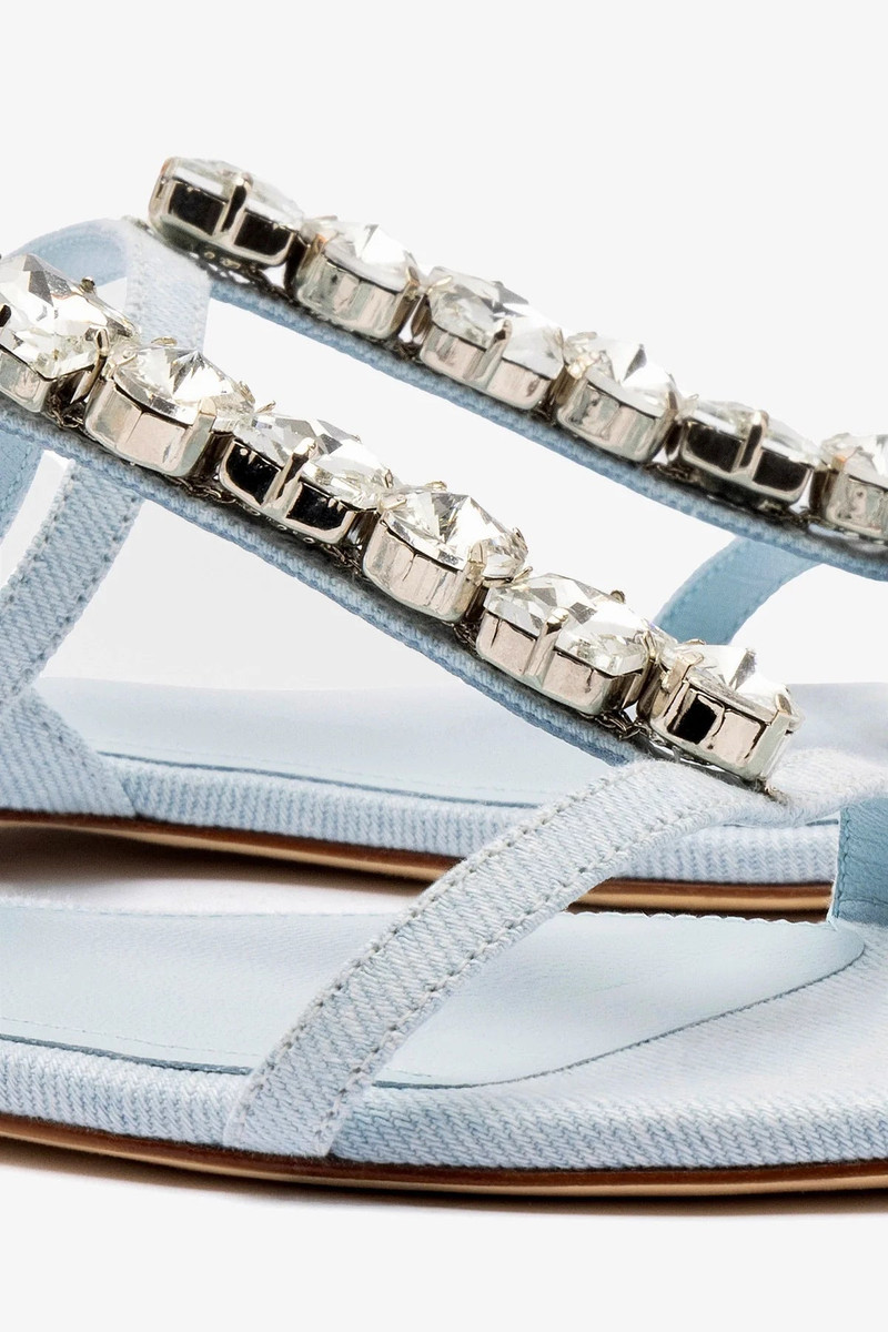Calypso Flat Sandal In Maya Denim and Crystals 4