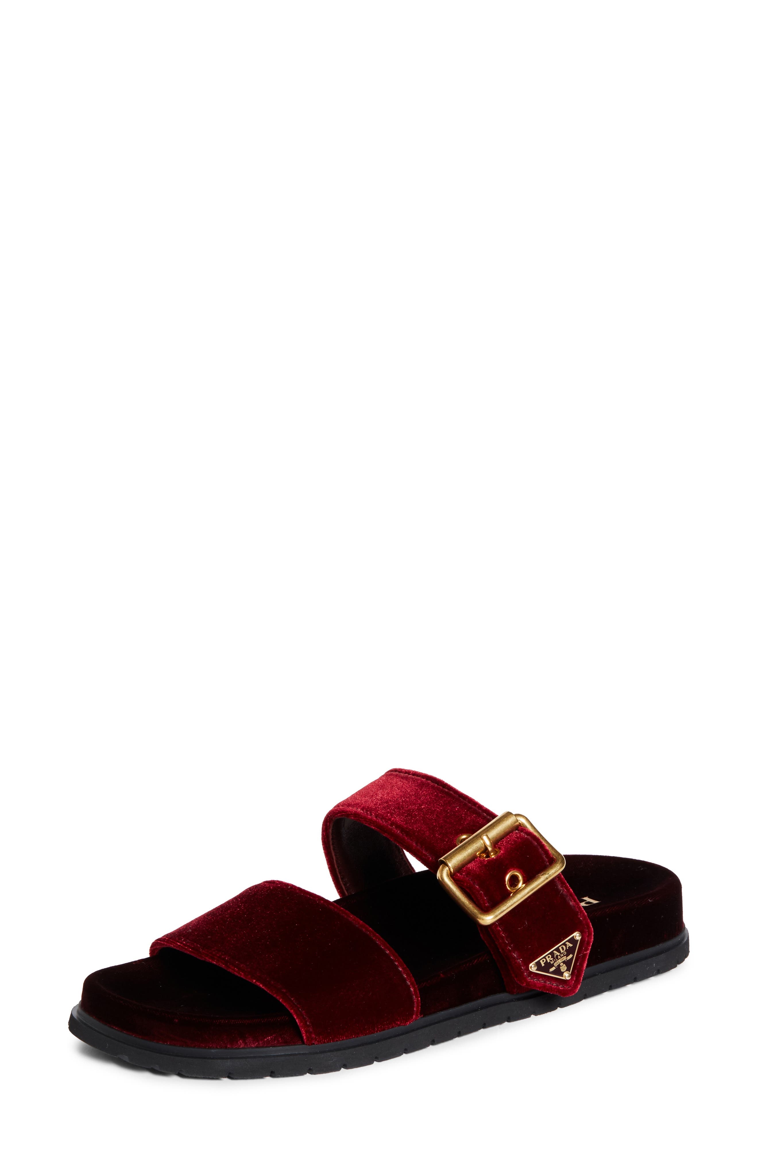 Prada Buckle Slide Sandal in Bordeaux at Nordstrom - 1