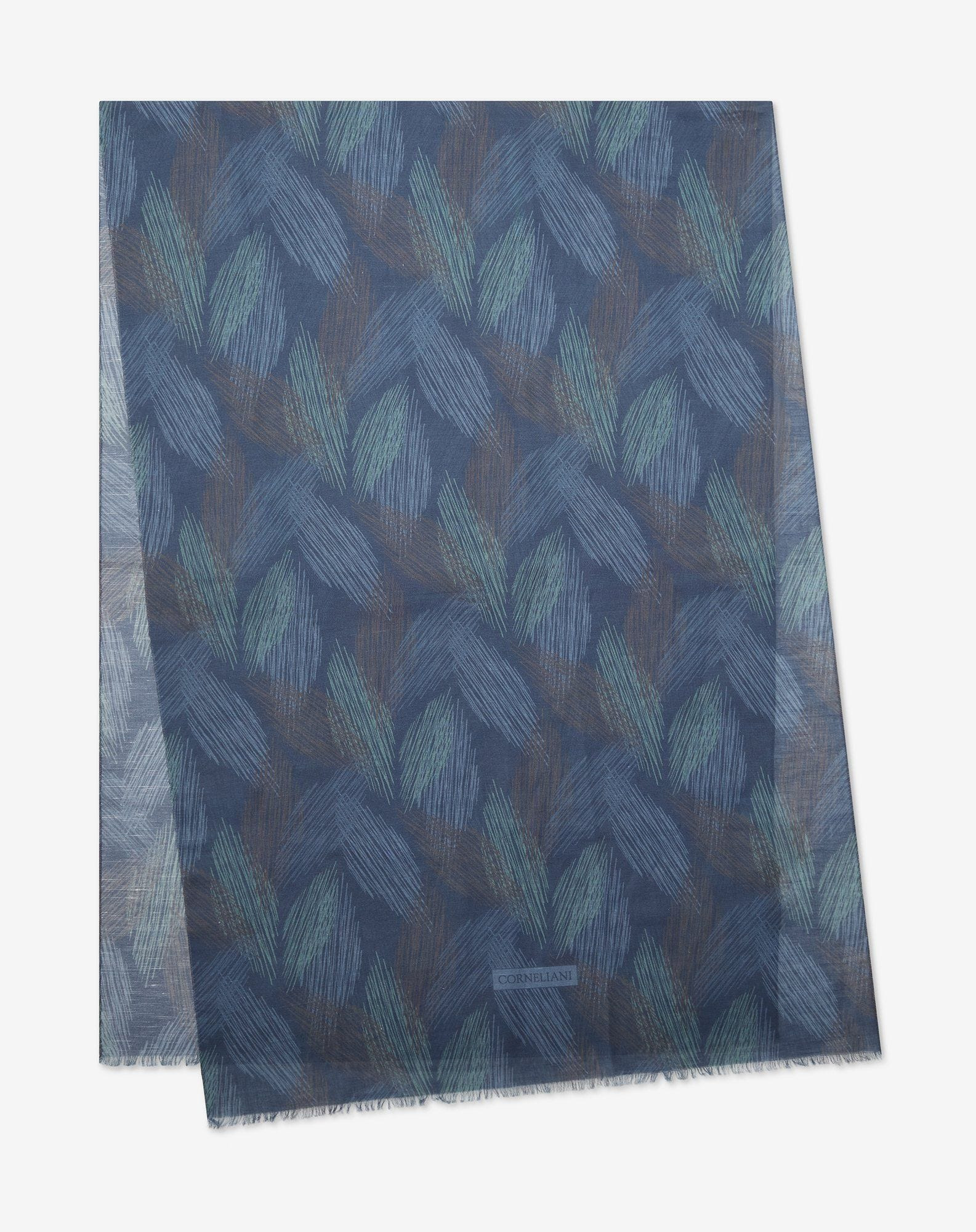 Cotton and linen scarf in shades of blue - 1