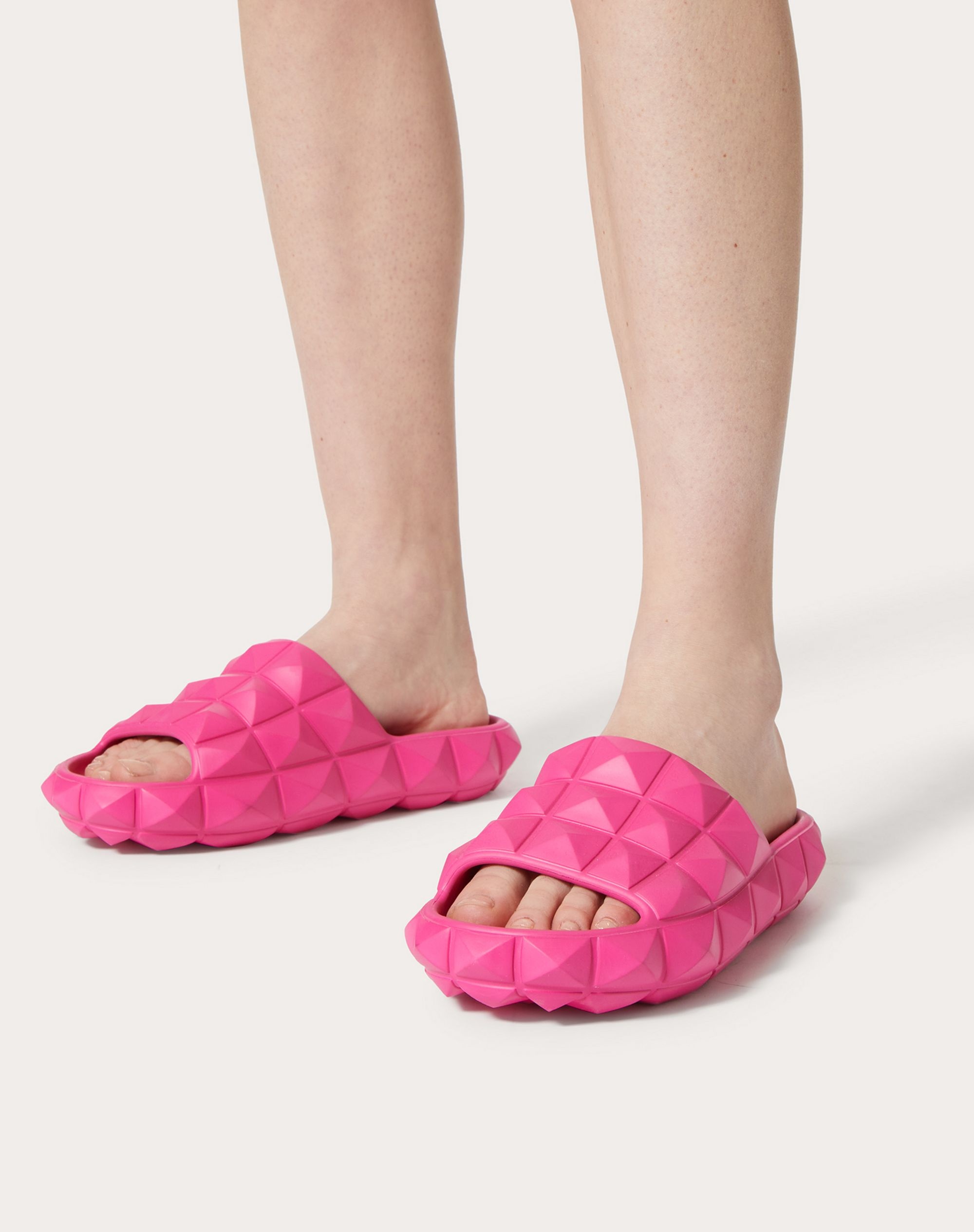 Valentino ROMAN STUD TURTLE SLIDE SANDAL IN RUBBER | REVERSIBLE
