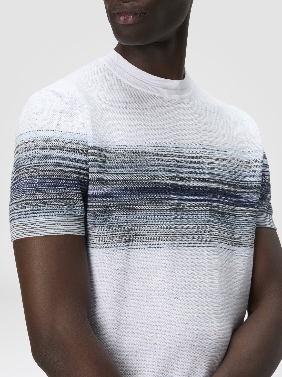 Honeycomb cotton knit crewneck T-shirt with slub detail - 5